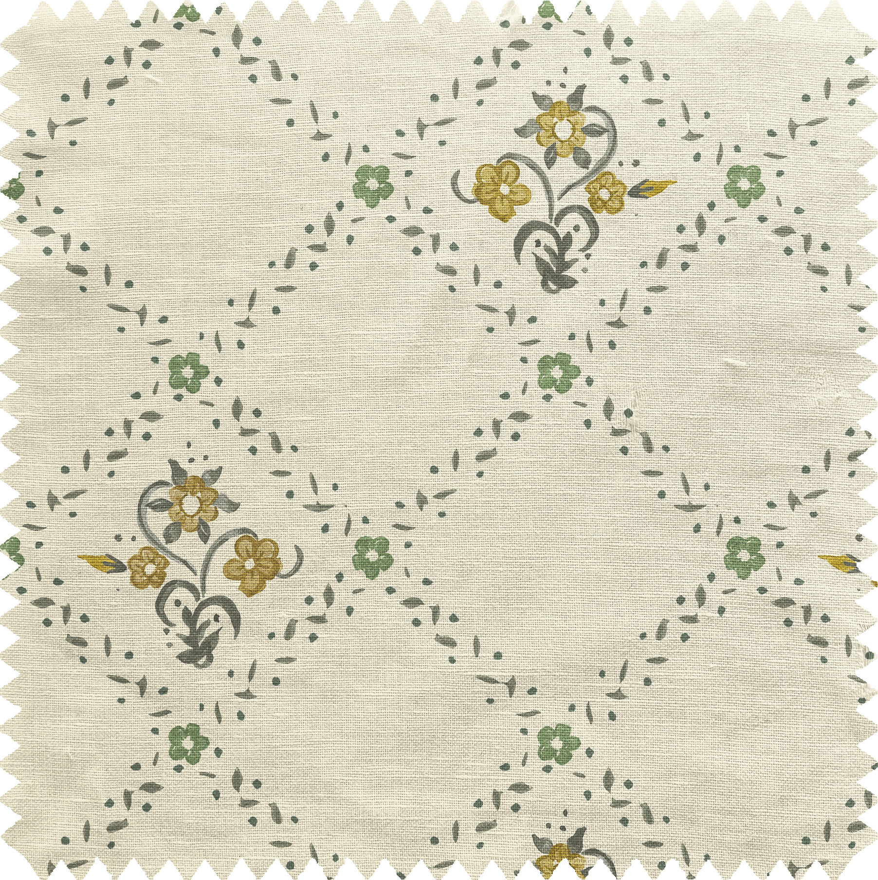 Trellis Flower Fabric in Sun