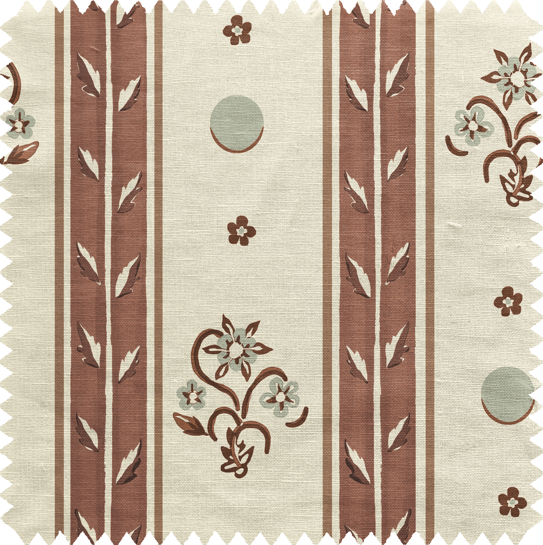 Banded Flower Fabric in Sienna