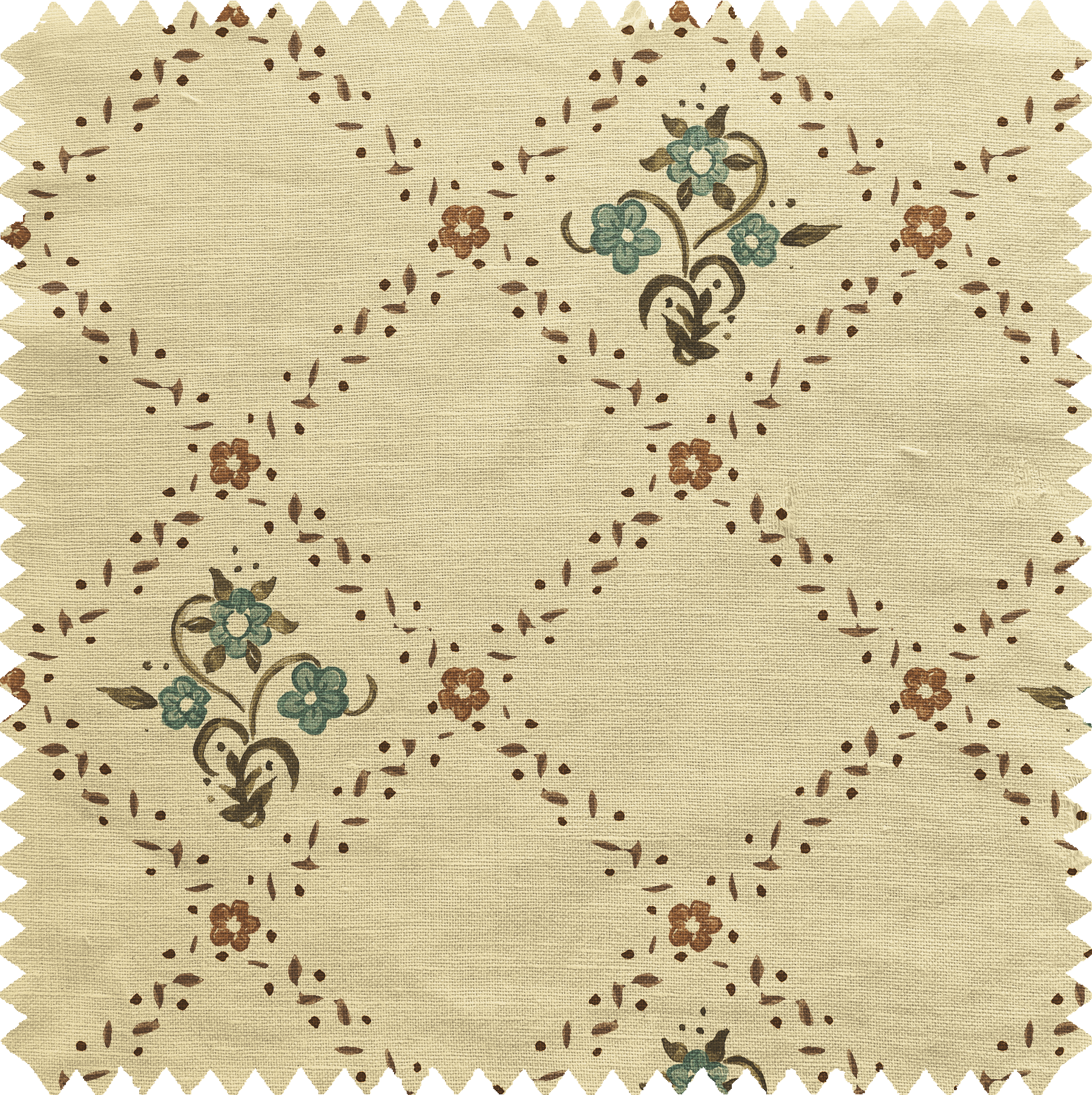 Trellis Flower Fabric in Teal