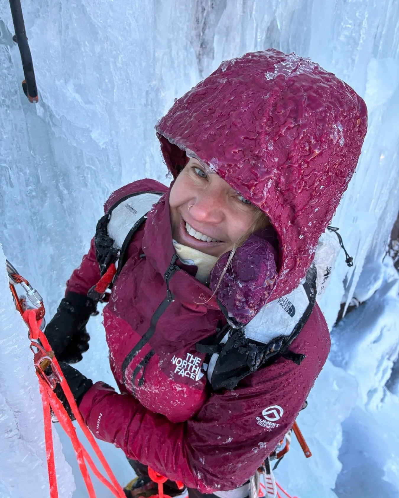 This ice season is a good one to make sure you always have a hard shell in your pack! 
It&rsquo;s a bit wet out there! 💦 🧊 @thenorthface @thenorthface_climb Photo @_carly_jane