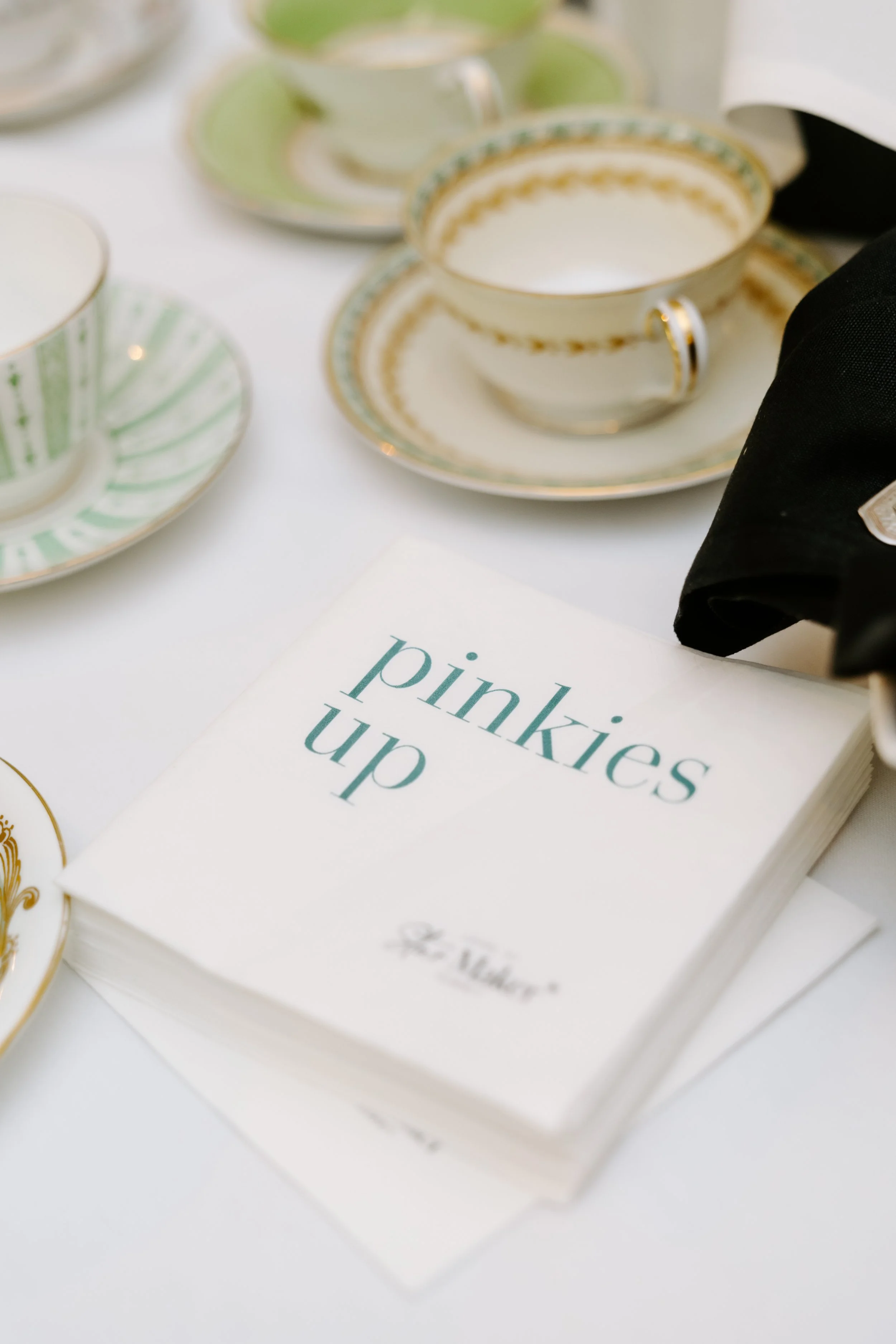 Custom napkin with vintage tea china.