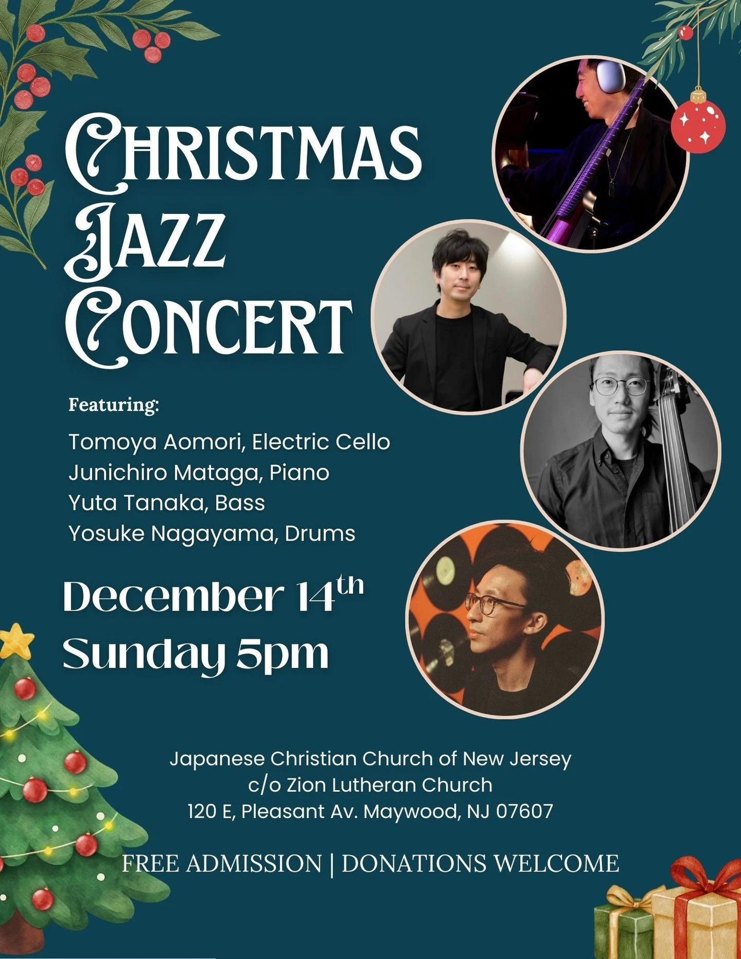 Hello Instagram, possibly my first post here to advertise my concert coming up..! I'm playing a Christmas Jazz Concert with friends this weekend, so if you are free (also a free concert!) or if you know anyone who may enjoy this Christmas jazz extrav