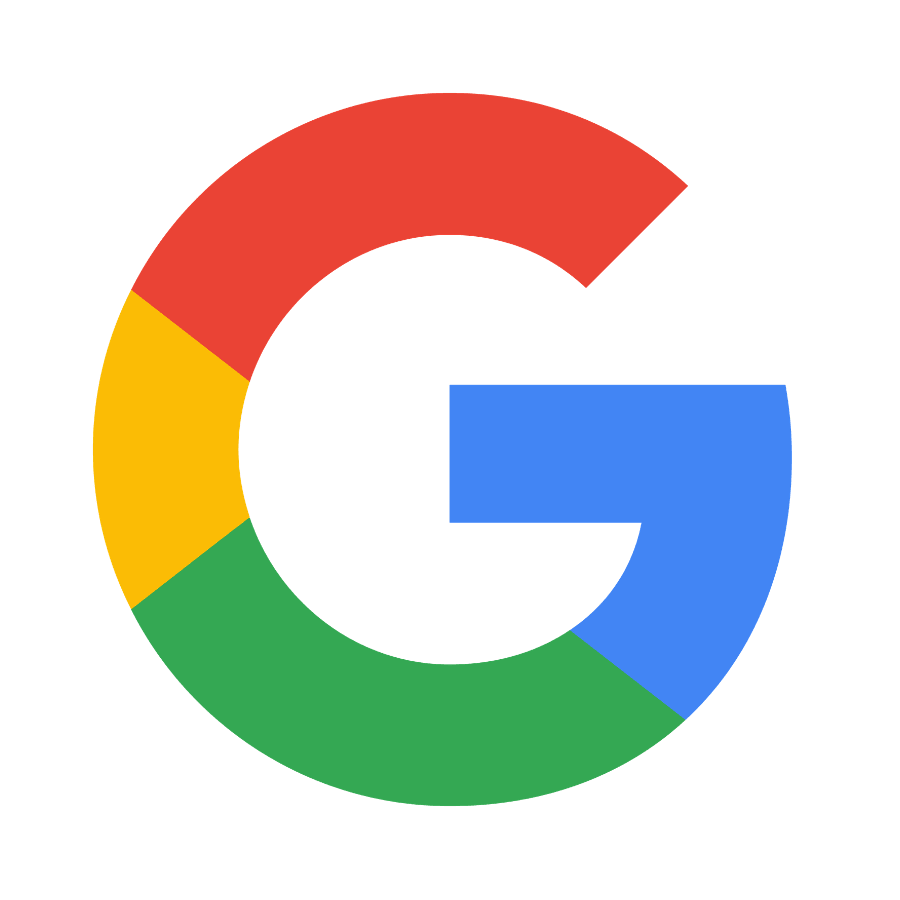 A pie chart in the shape of the Google logo with four colored segments: red, yellow, green, and blue.