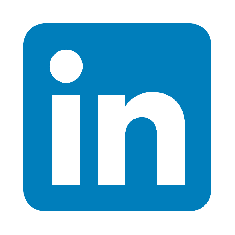 LinkedIn logo with blue background and white lowercase letters 'in'