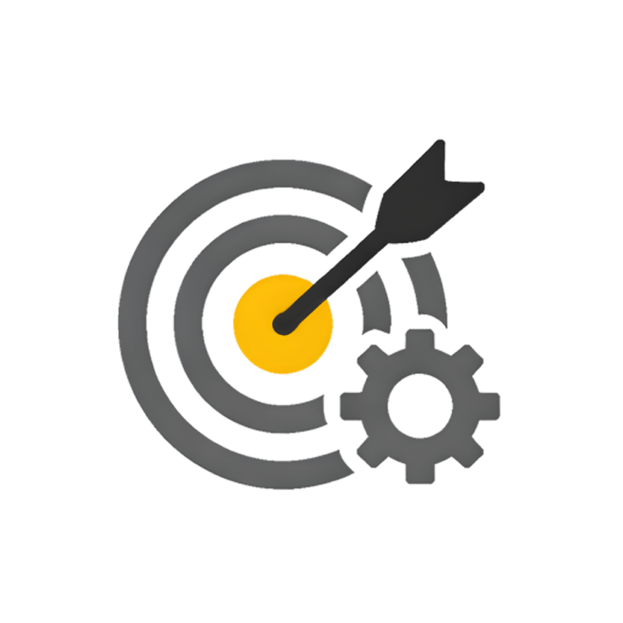 Icon of a target with an arrow representing campaign management.
