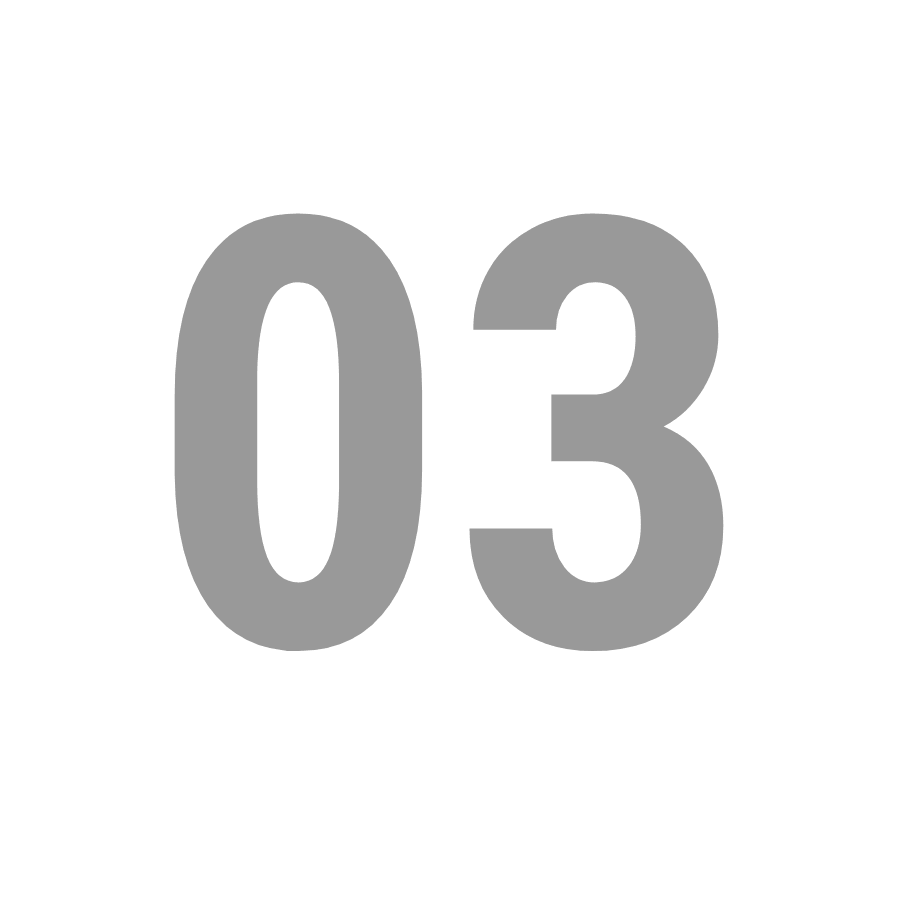 The numbers "03" representing the third stage in the process.