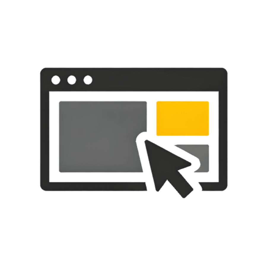 Icon of a web browser with a mouse representing web design and landing page design services.