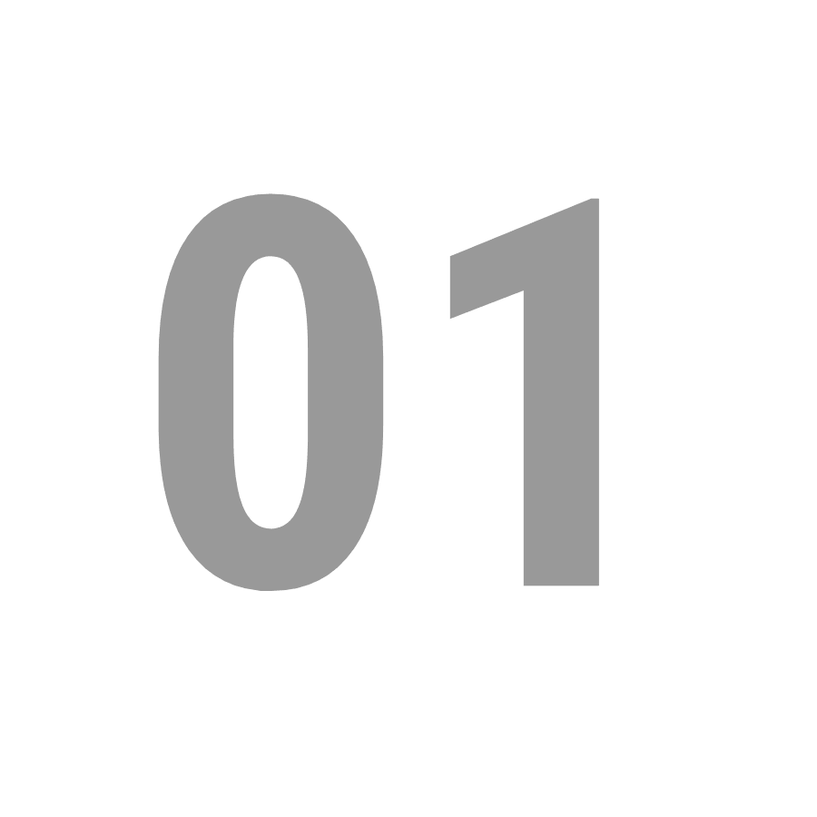 The numbers "01" representing the first stage in the process.
