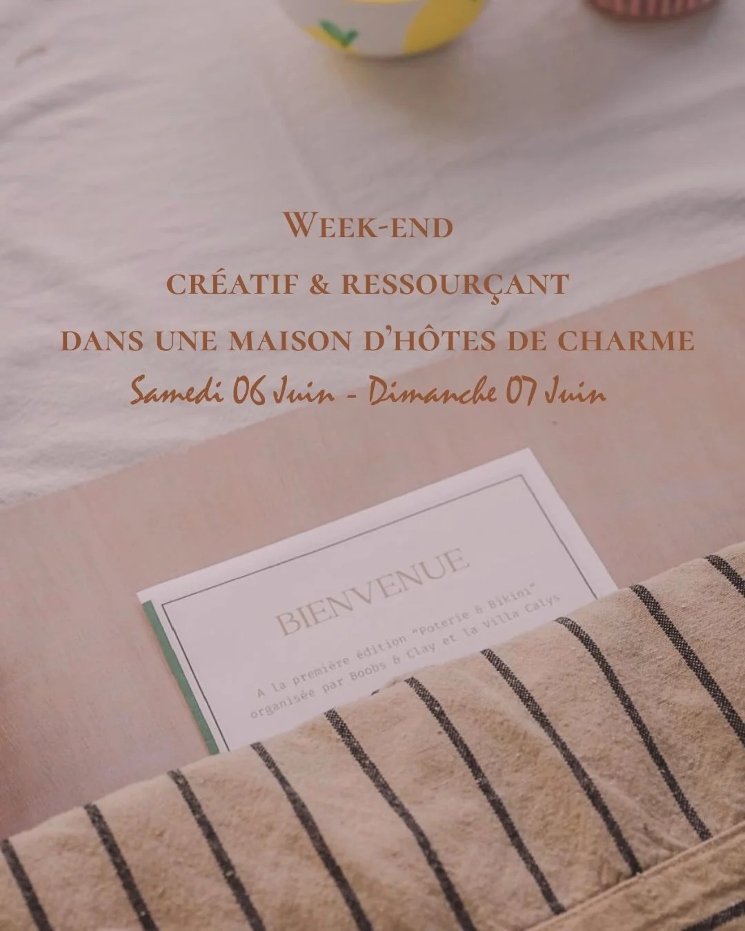 Et si tu t&rsquo;&eacute;chappais 2 jours rien que pour toi ? 

Avec L&eacute;a @boobs_and_clay, on lance la toute premi&egrave;re &eacute;dition de notre Week-end c&eacute;ramique &agrave; la Villa Calys 🤍

Yoga au r&eacute;veil, des moments cr&eac