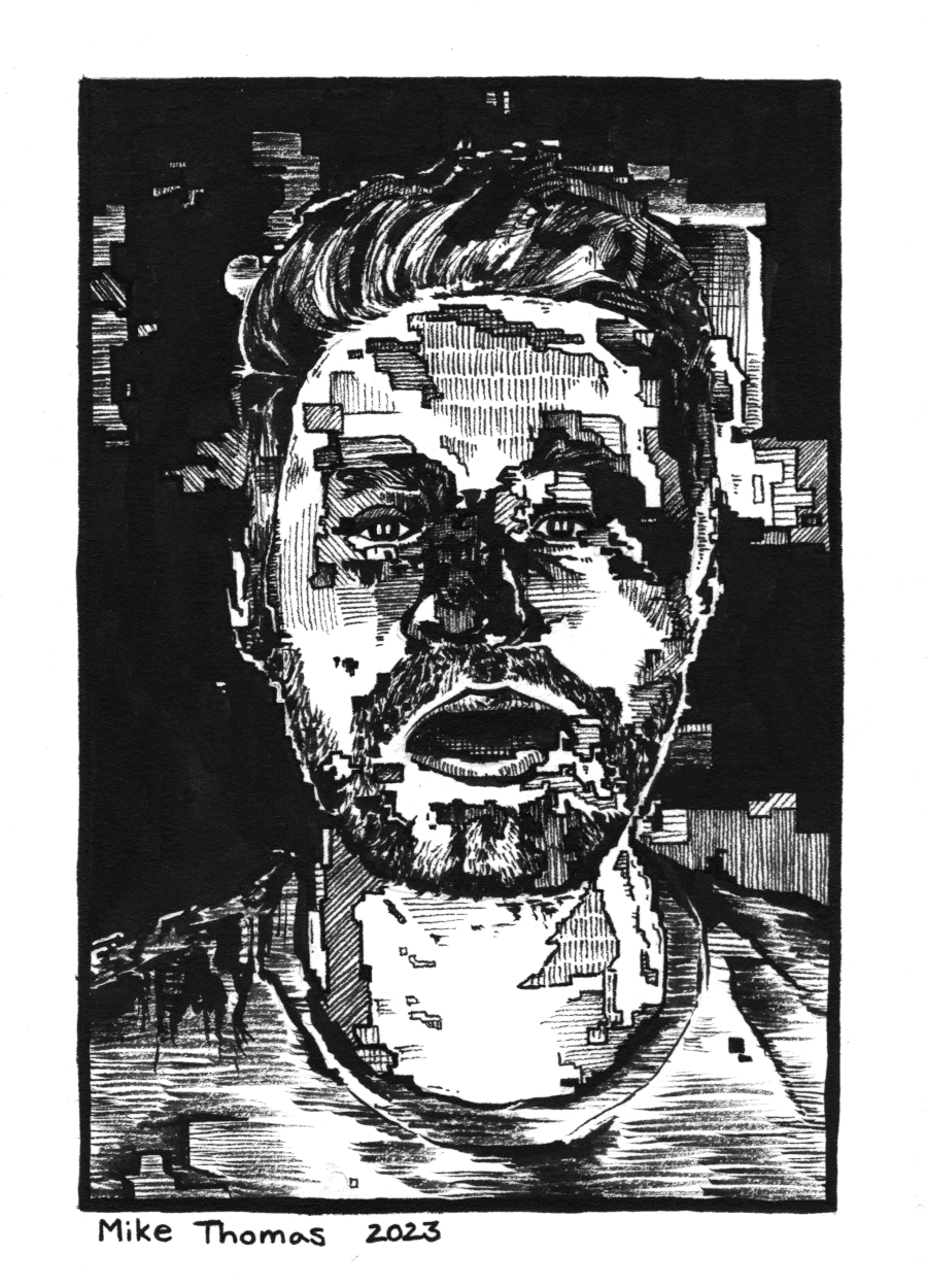 “Portrait 17 (Mike)”
7” x 5”
Ink on Paper
November 2023