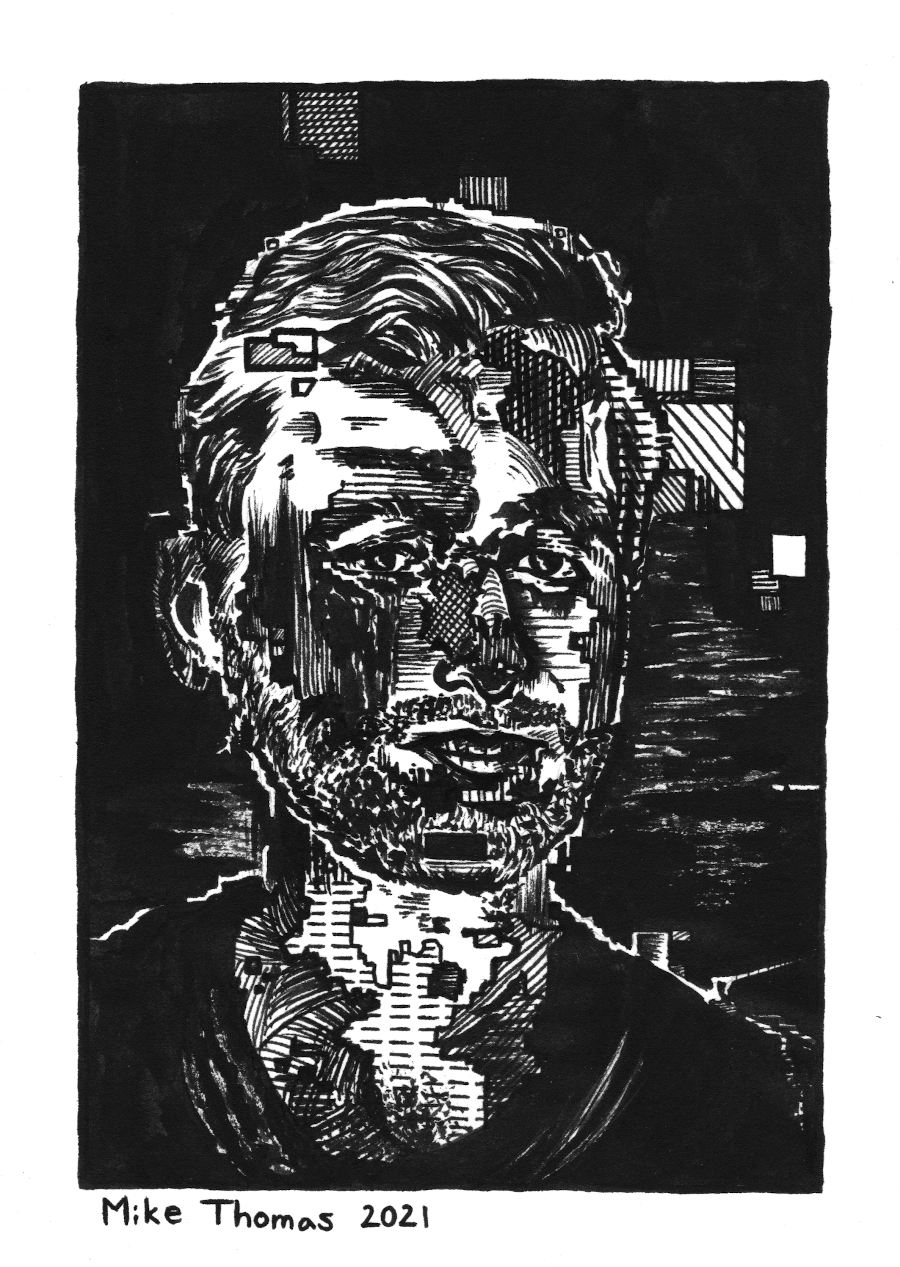 “Portrait 7 (Tom)”
7” x 5”
Ink on Paper
October 2021
