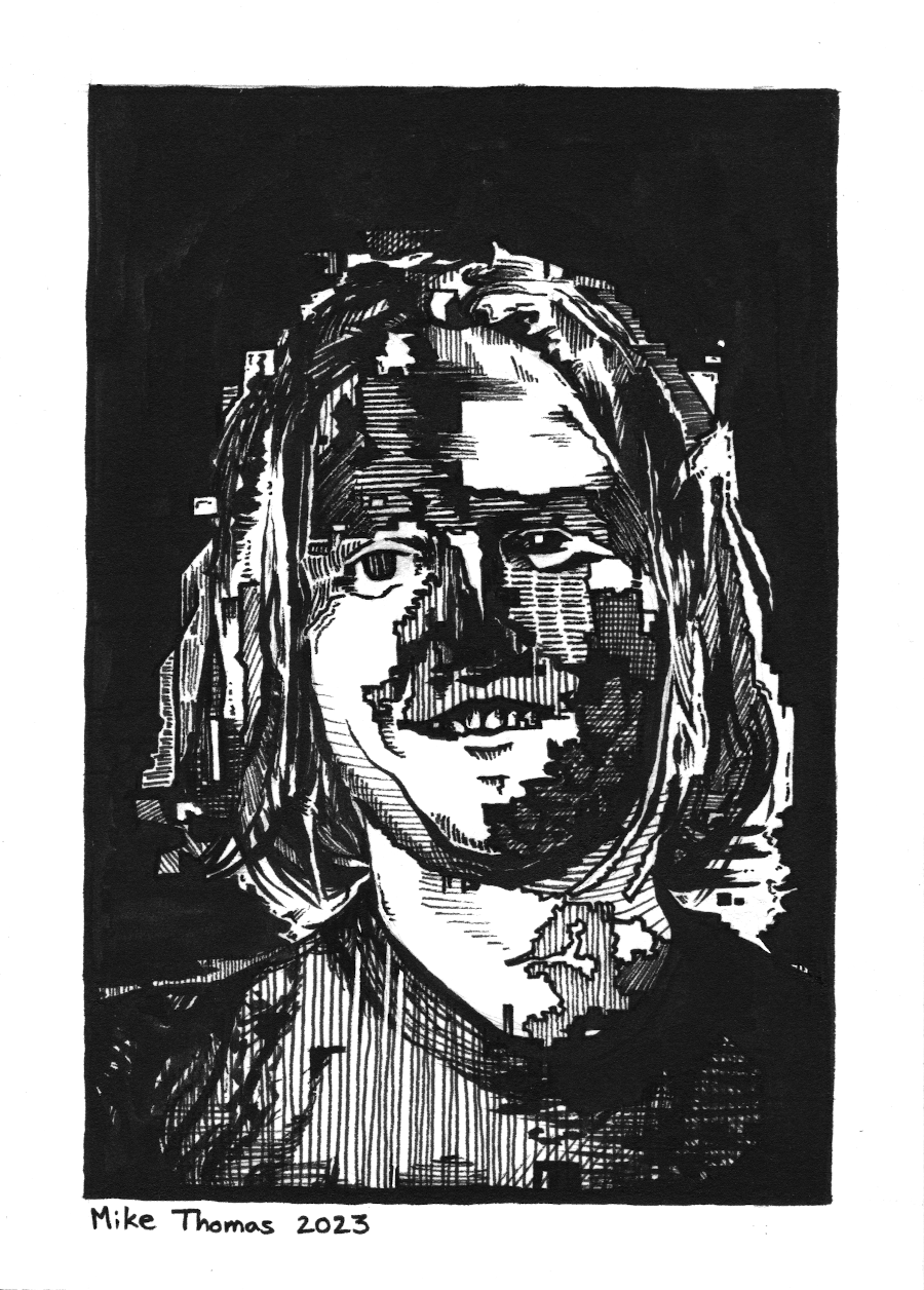 “Portrait 12 (Ryan)”
7” x 5”
Ink on Paper
March 2023