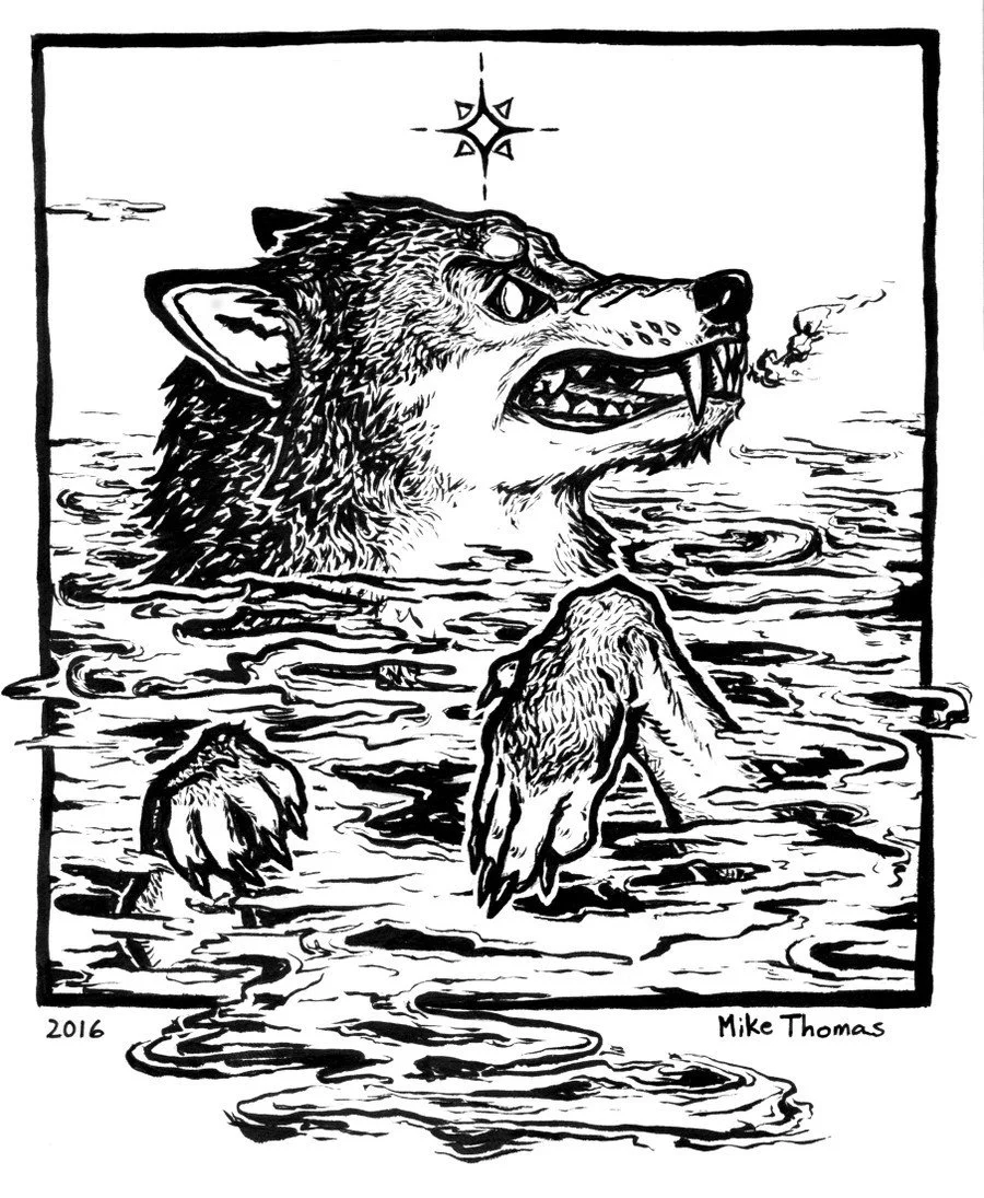 "Wolf Mist"
Ink on Paper
2016