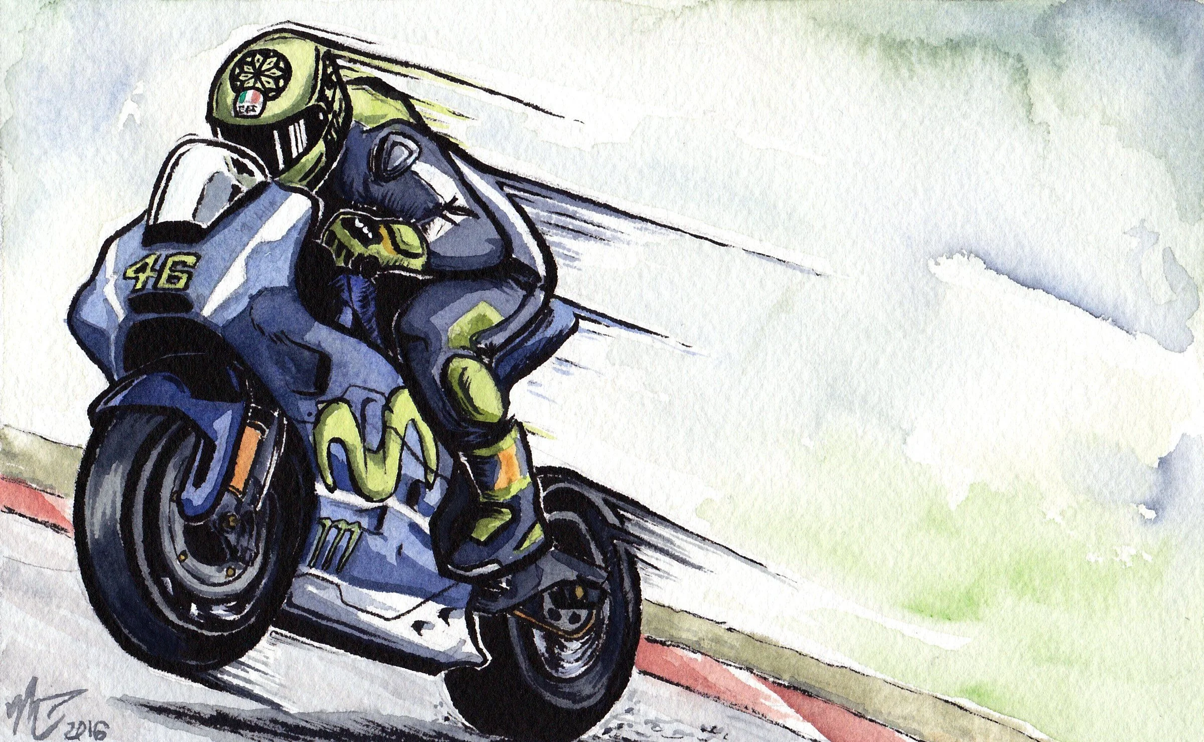 "46"
Watercolor & Ink on Postcard
2016