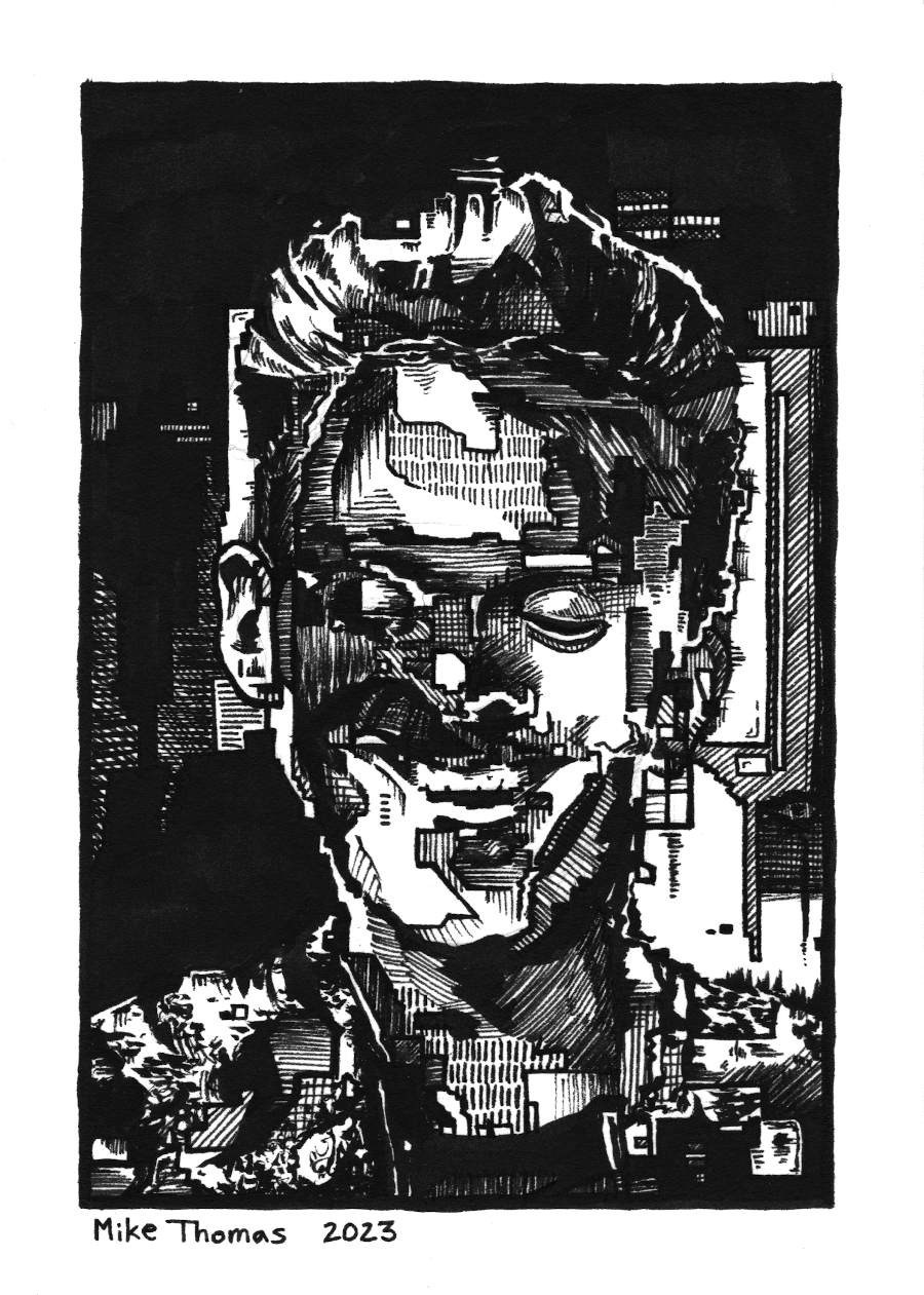 “Portrait 11 (Joshua)”
7” x 5”
Ink on Paper
February 2023