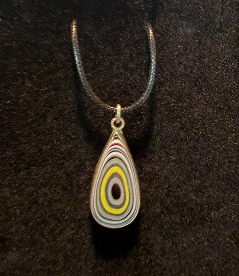 Fordite Pendant – Sterling Silver