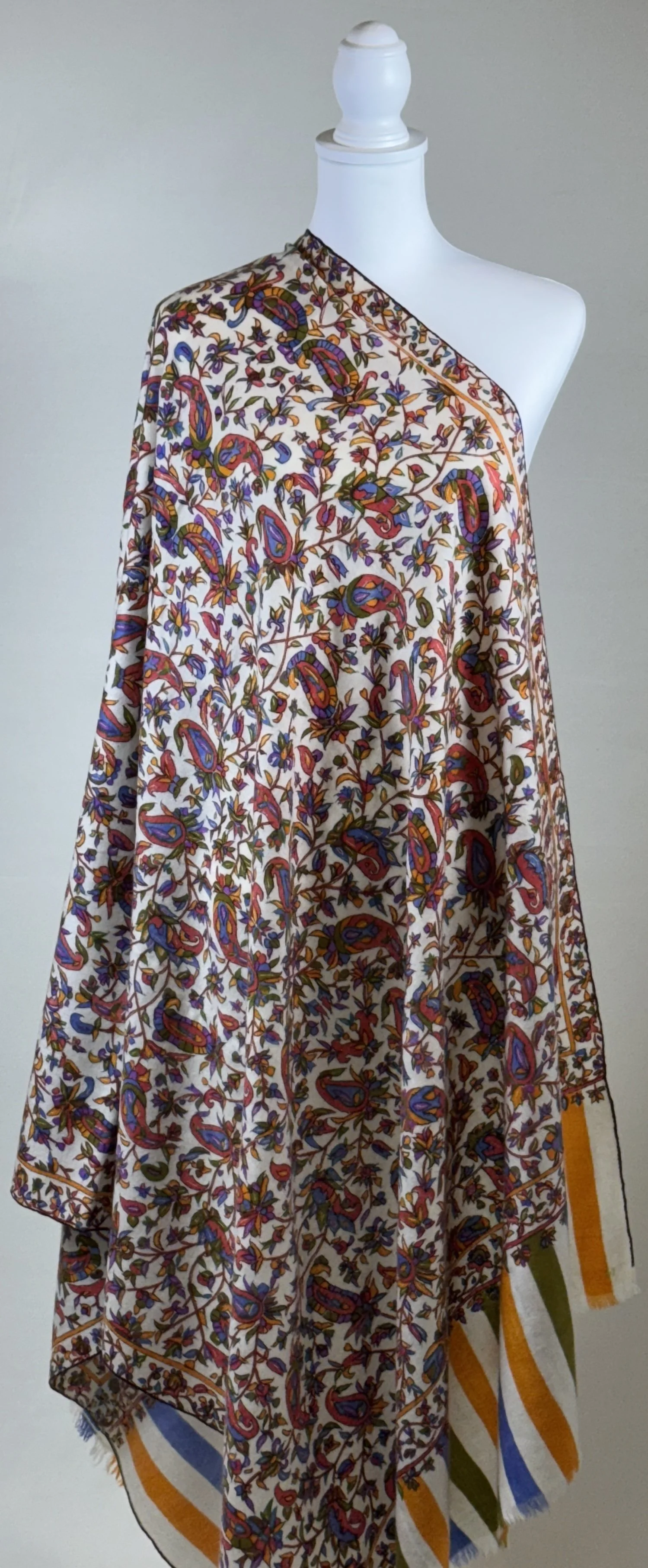 Pashmina shawl outlined embroidery