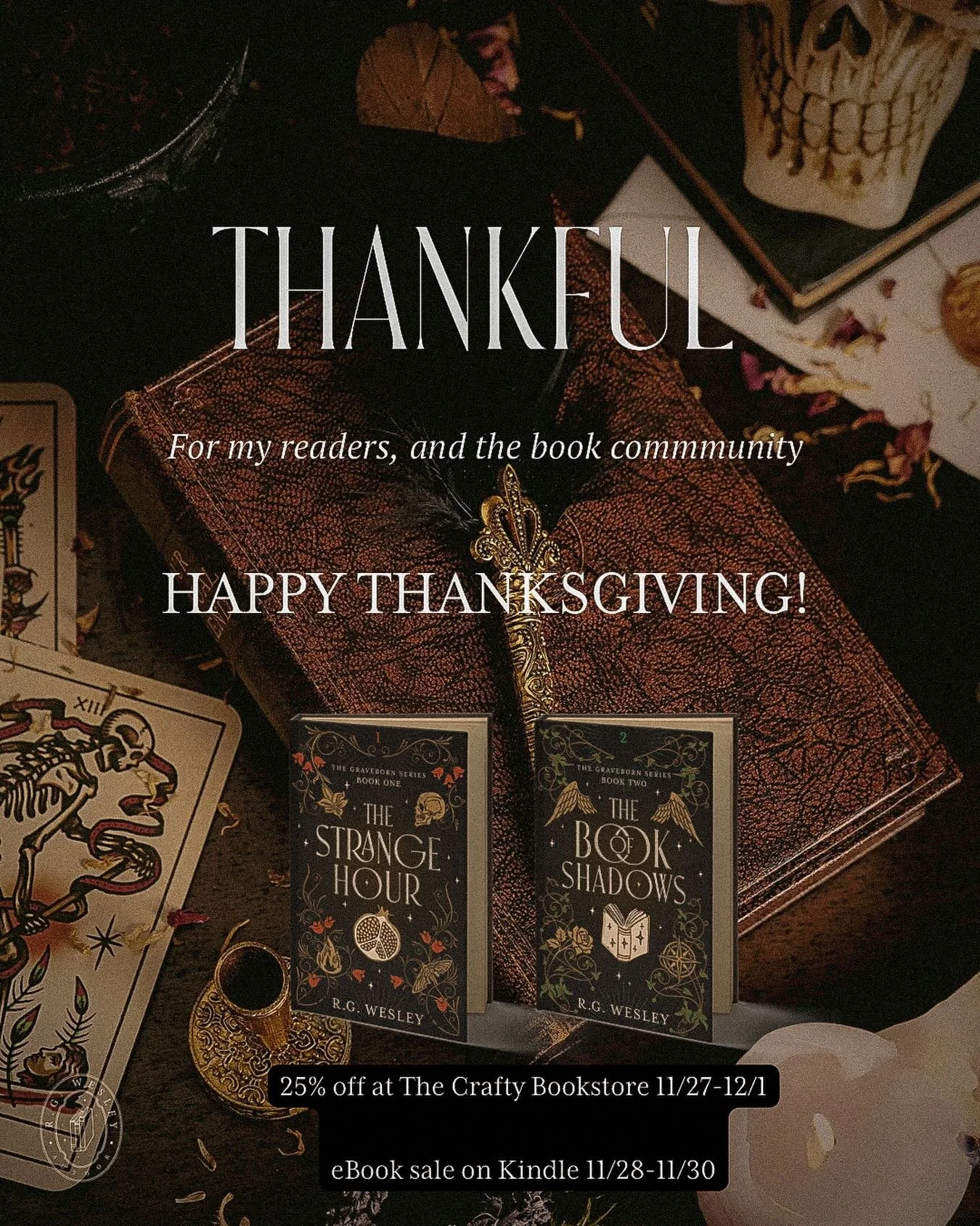 HAPPY THANKSGIVING! 🦃

This year, I&rsquo;m grateful for community, books, and those still fighting to make the world a better place. Thank you so much, dear readers, for taking a chance on my books, sharing about them, commenting, liking&mdash;it&r
