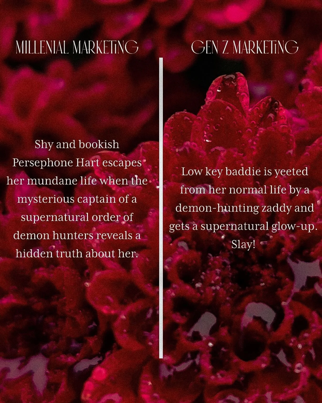 Low key, I had too much fun with this one. (I&rsquo;ll see myself out.) 

The Graveborn Series is a Supernatural X Buffy-coded contemporary fantasy romance with demons, demon hunters, and graveyards as portals to the multiverse. 

🪦THE STRANGE HOUR 