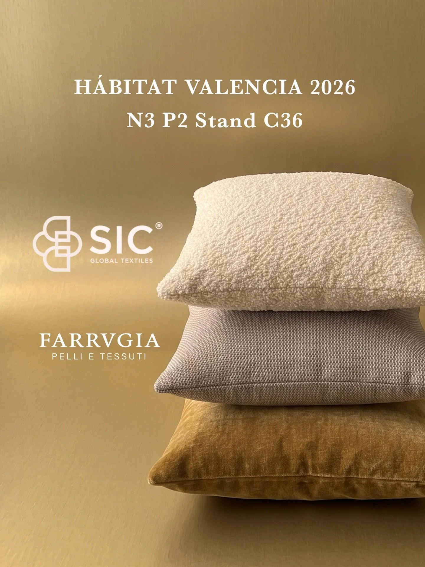 SIC Textiles comparte stand con la editora textil FARRVGIA en H&aacute;bitat Valencia 2026.

SIC es un fabricante l&iacute;der de textiles de altas prestaciones, que combina calidad, innovaci&oacute;n y una excelente relaci&oacute;n calidad-precio.

