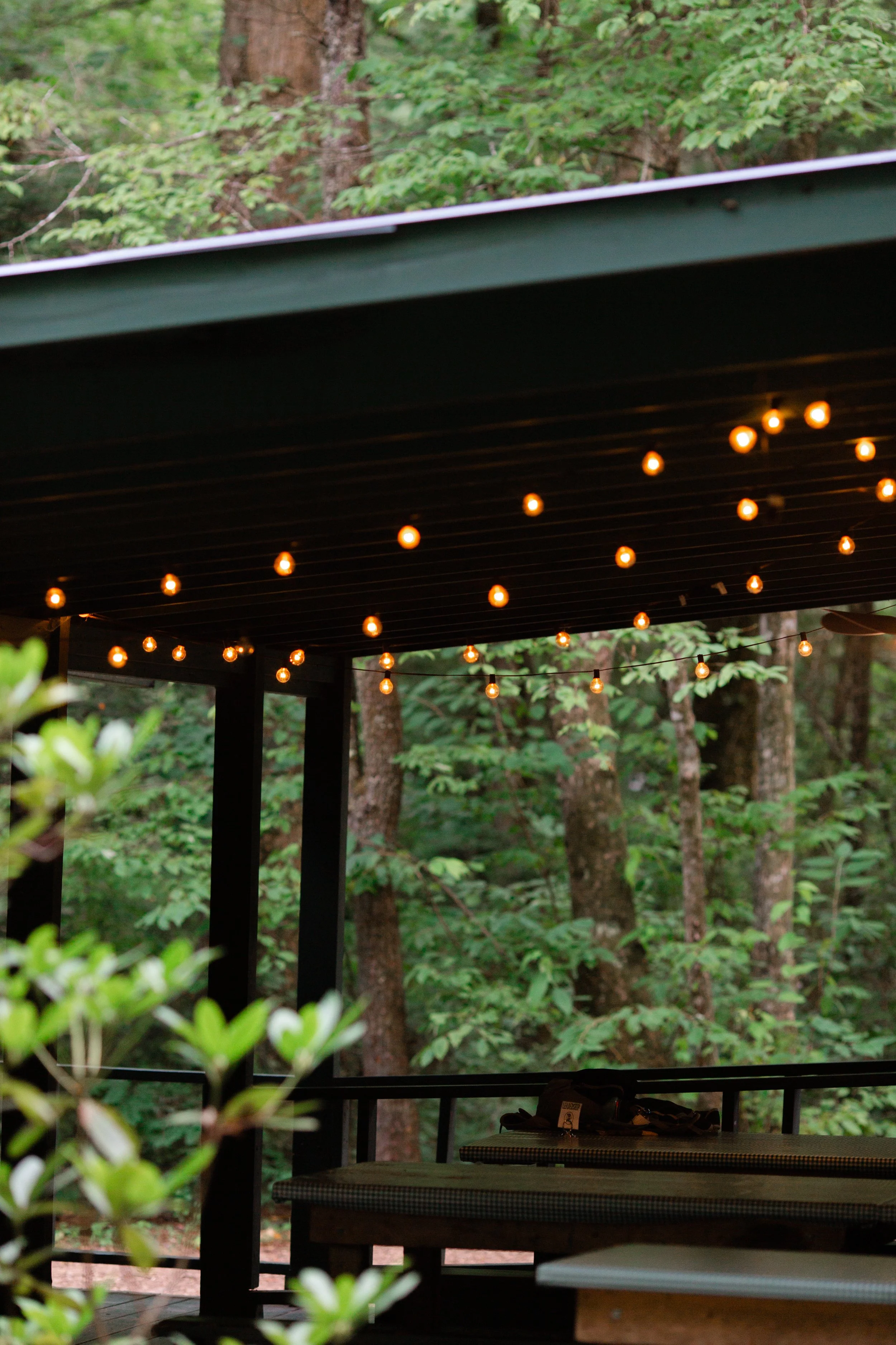 Covered outdoor seating at the dining hall.
