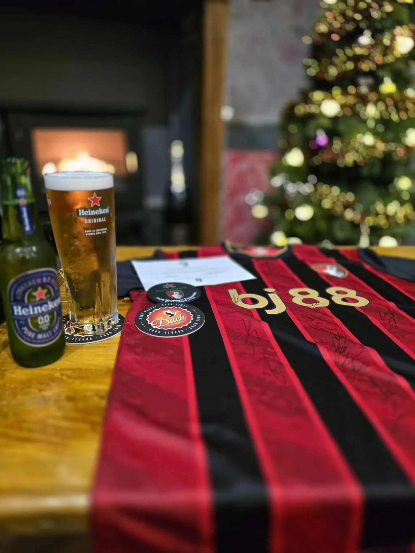 WIN Signed AFC Bournemouth Shirt ⚽️

Fancy getting your hands on a signed AFC Bournemouth shirt? 👀 Every purchase of a pint of Heineken/bottle of Heineken 0% enters you with a chance to win. 

The winner will be drawn at 8pm on Christmas Eve, and mu