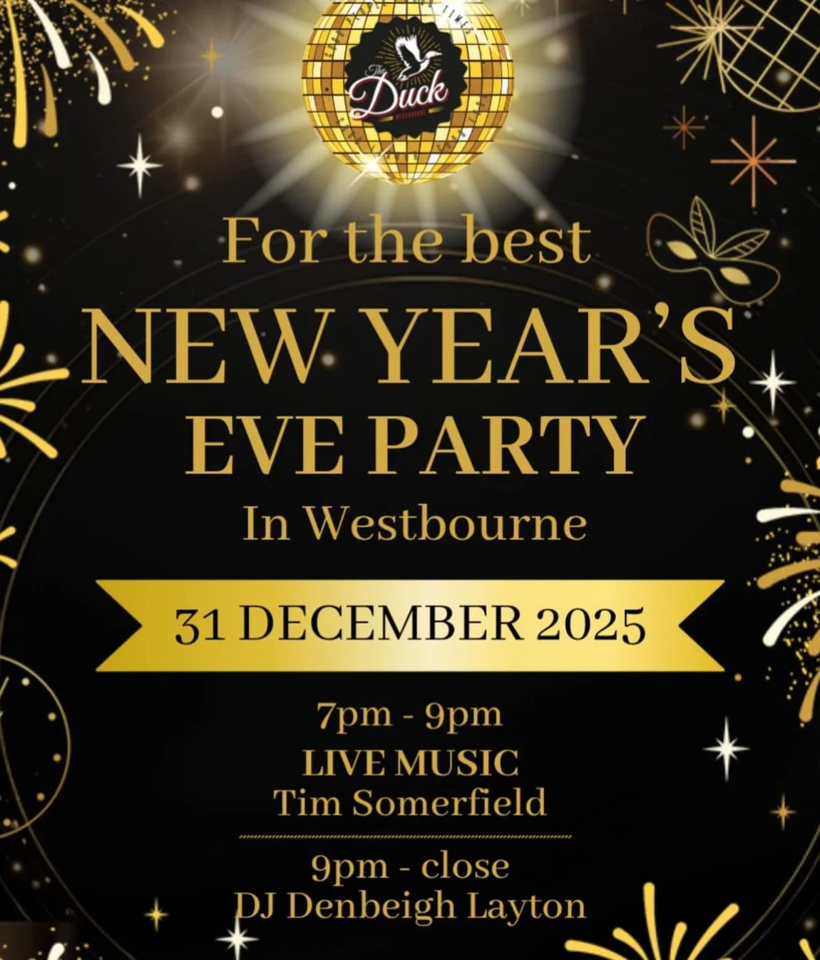 Ring in the New Year in style 🥂 

🎶 Tim Somerfield 7-9pm
🪩 DJ Denbeigh 9pm-late
🍸 2 x Happy Hours (4-7pm, 10pm-midnight)
🕺🏻 The best vibes in Westbourne