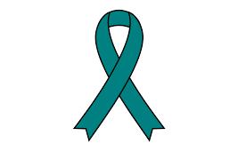 Teal Sexual Violence awareness ribbon on a white background.