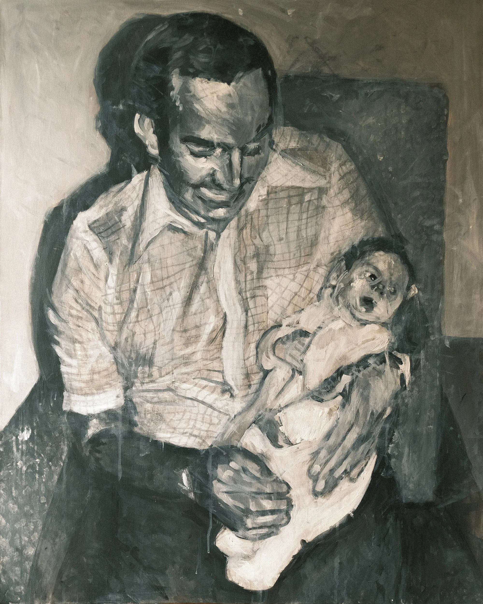 David with Baby — Matt Pearce Studio | Hampshire Based Portrait Artist