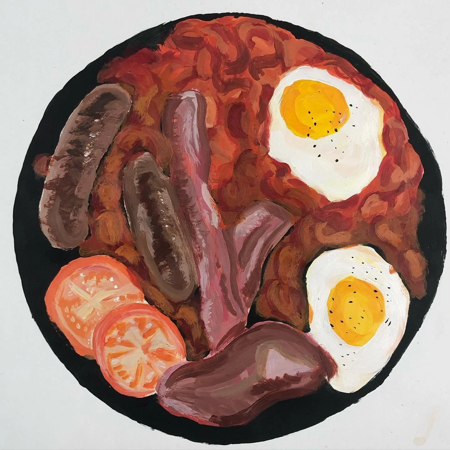 Acrylic Paintings of a sizzling Fry Up