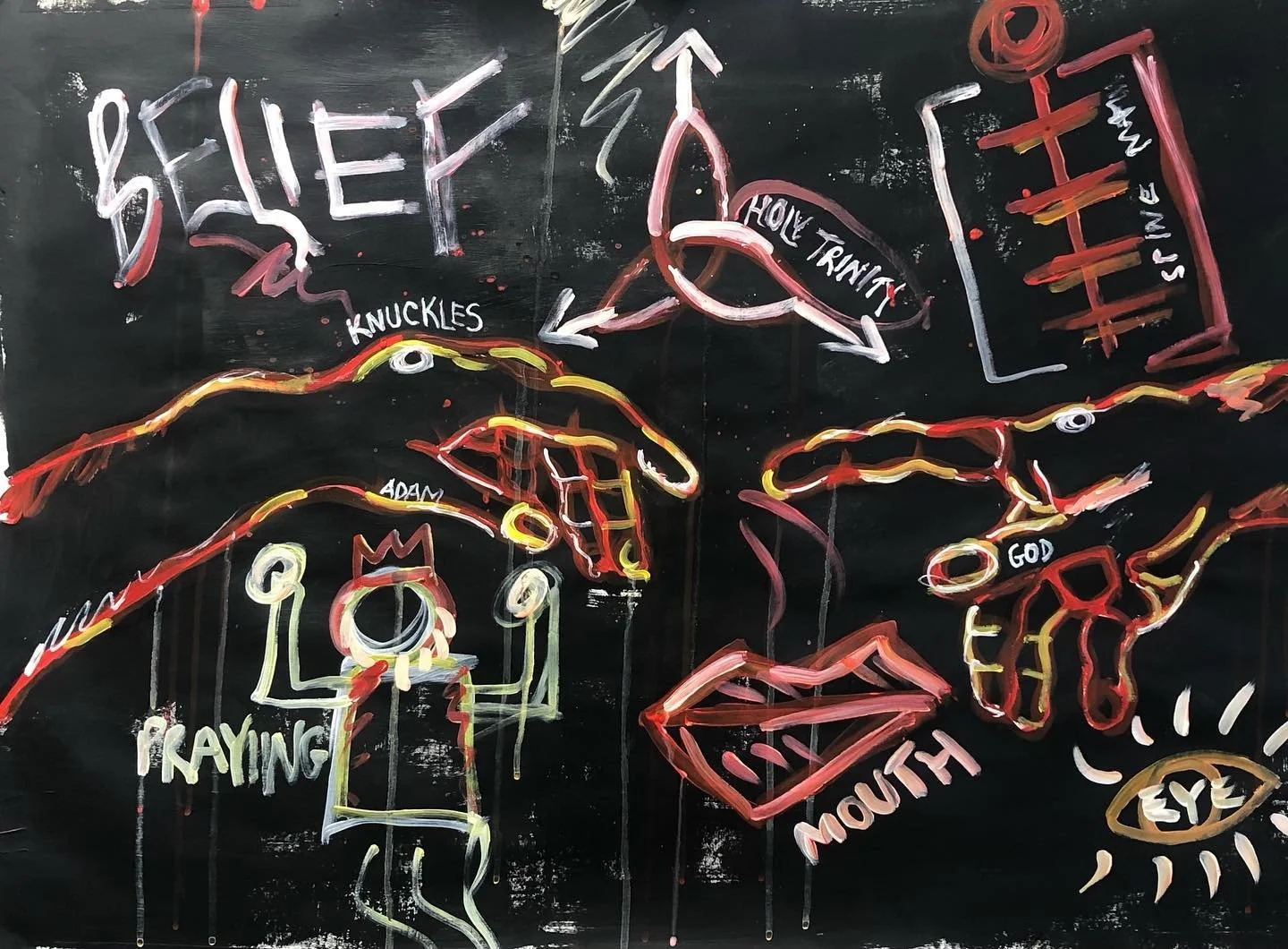 Michelangelo &ldquo;the creation of Adam&rdquo; X Jean Michel Basquiat