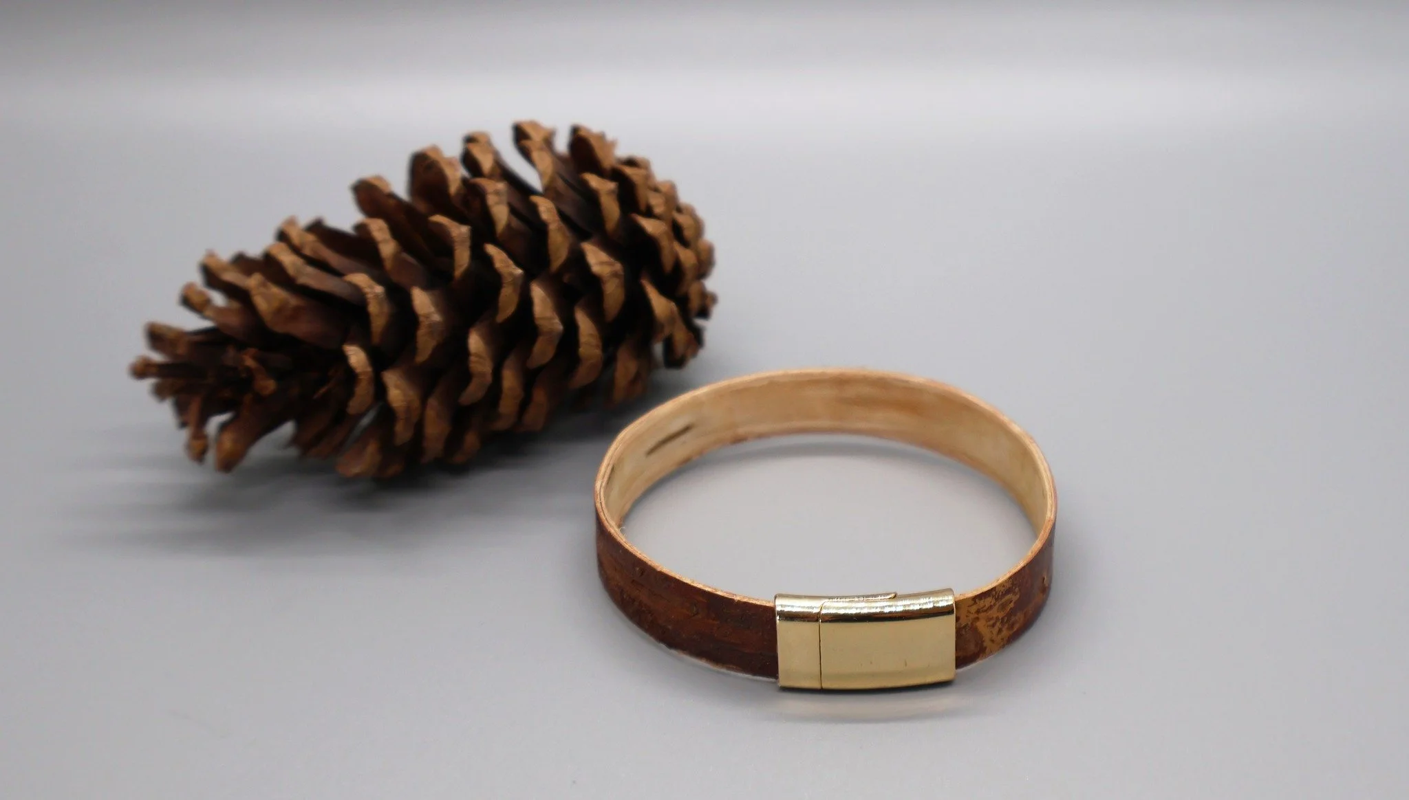 Birch bark and brass bracelet
