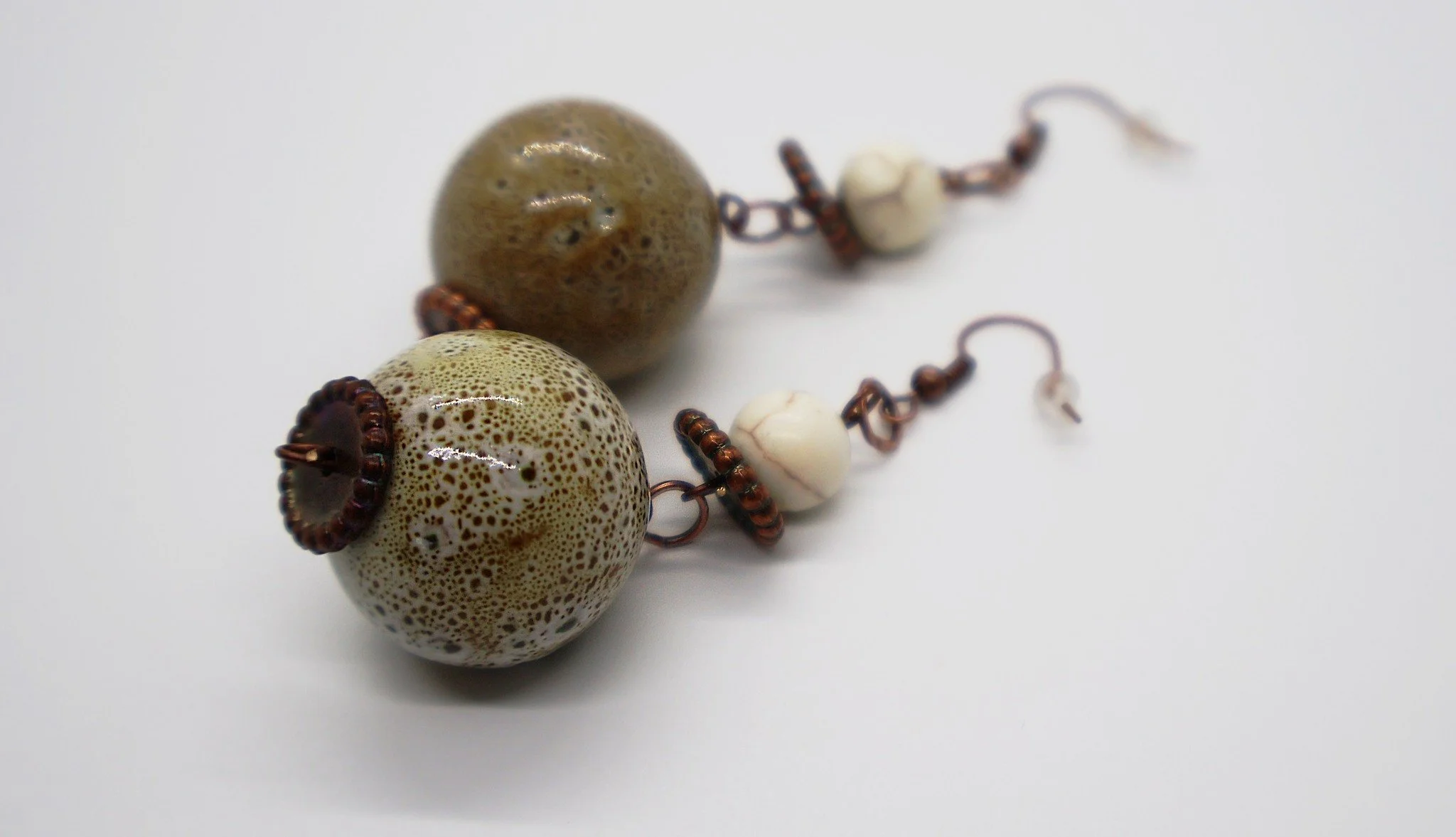 Ceramic and white howlite earrings