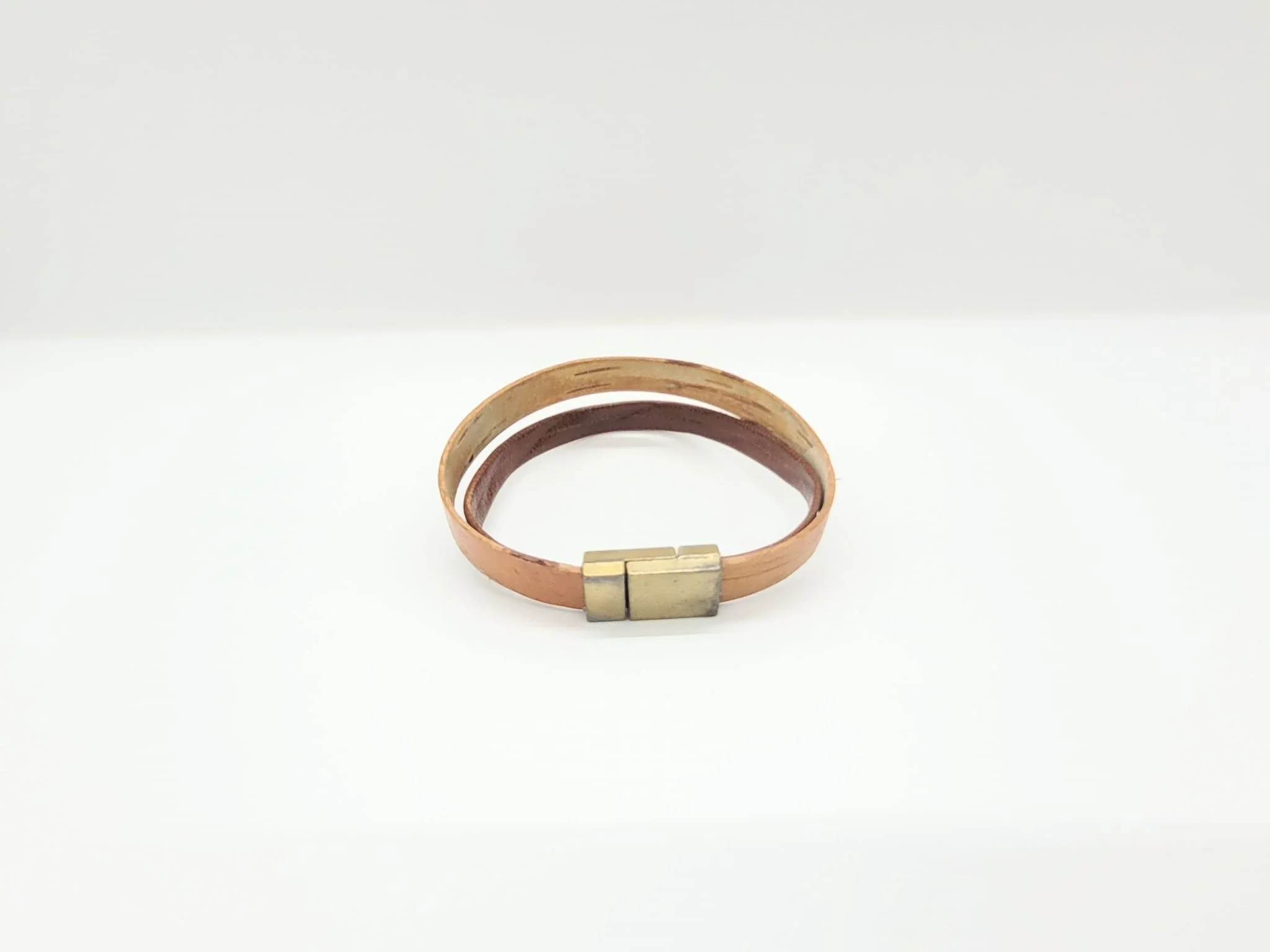 Birch bark and antique bronze bracelet