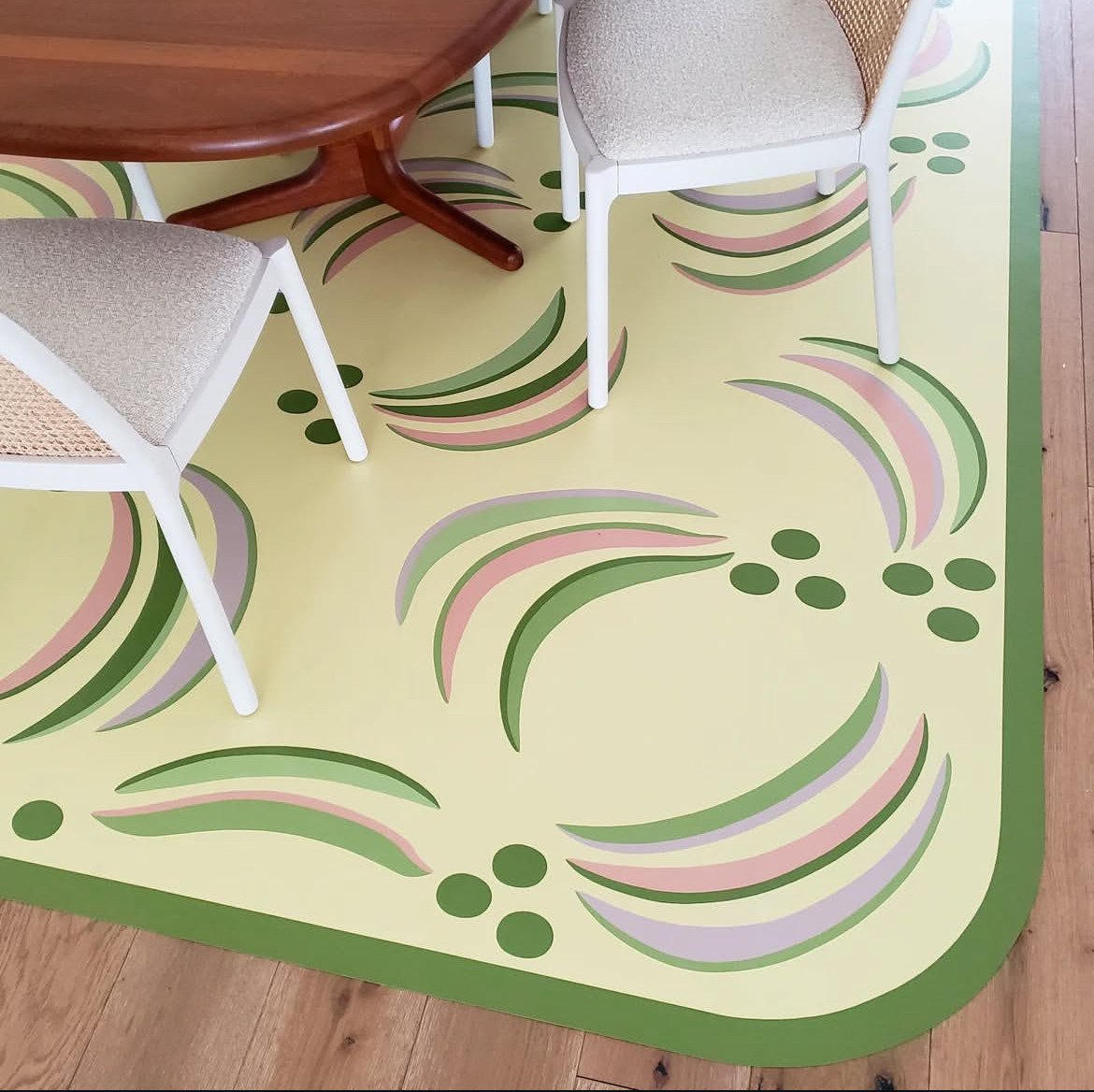 Custom Art Deco Floorcloth Inspired by a Zeki Muren Carpet