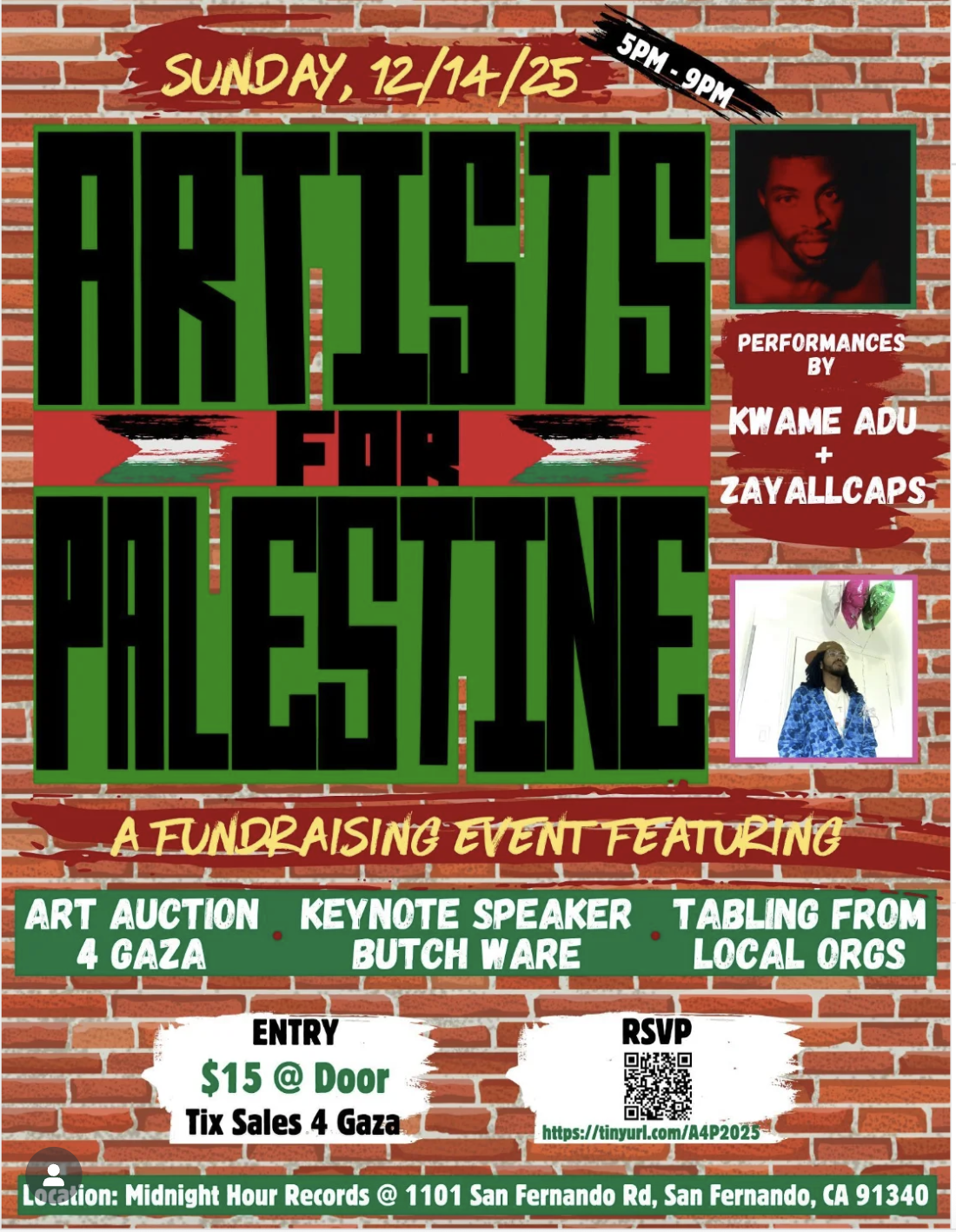 Artist For PALESTINE - FUNDRAISER FOR PALESTINE - WITH DR. BUTCH WARE