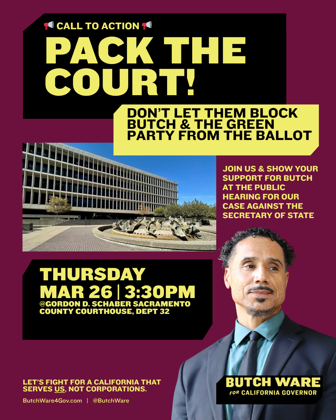 CALL TO ACTION: PACK THE COURT ON MARCH 26 AT 3:30PM IN SACRAMENTO!