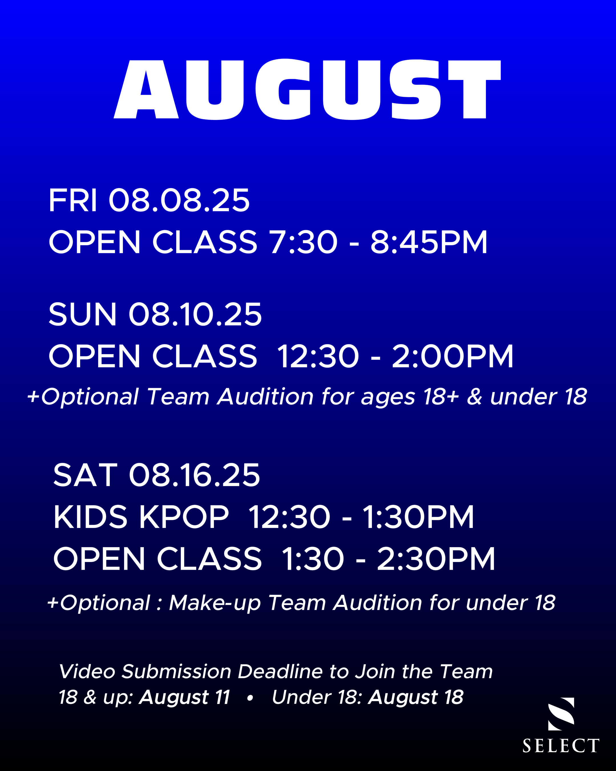 OPEN CLASS by SELECT