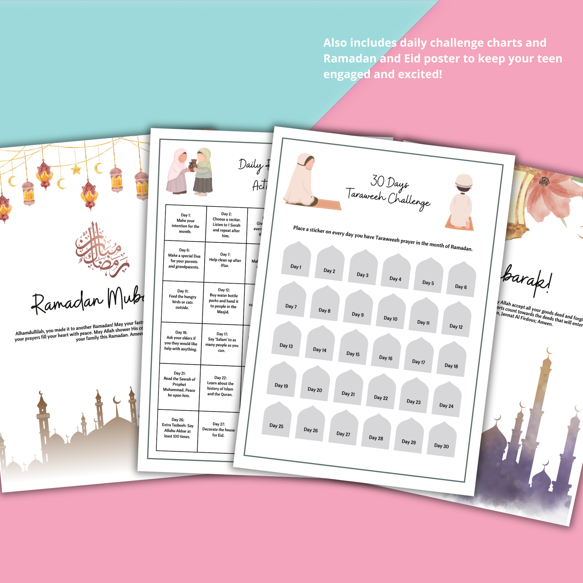 Ramadan Charts and challenges for Muslim Teens