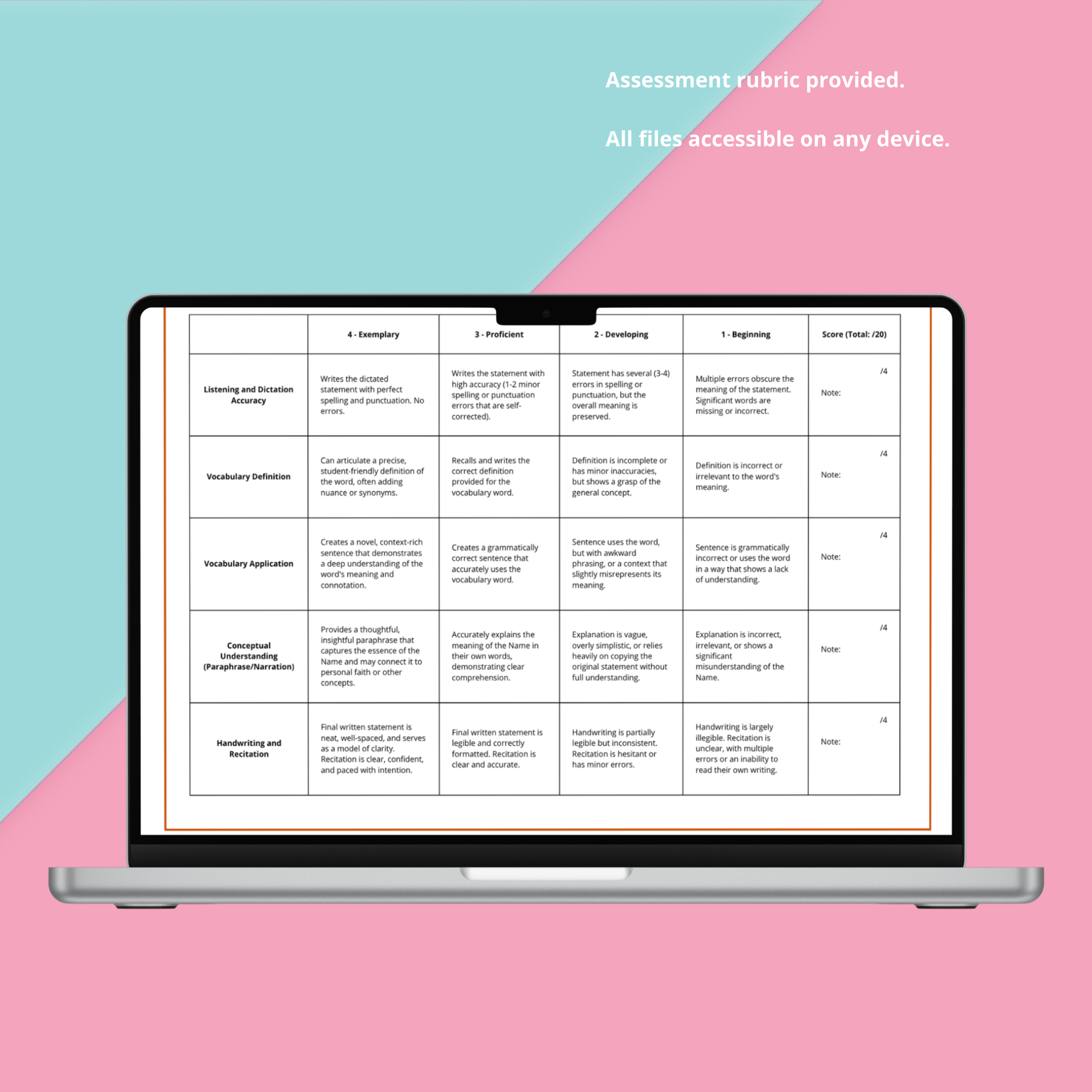 99 Names and Attributes of Allah Workbook Marking