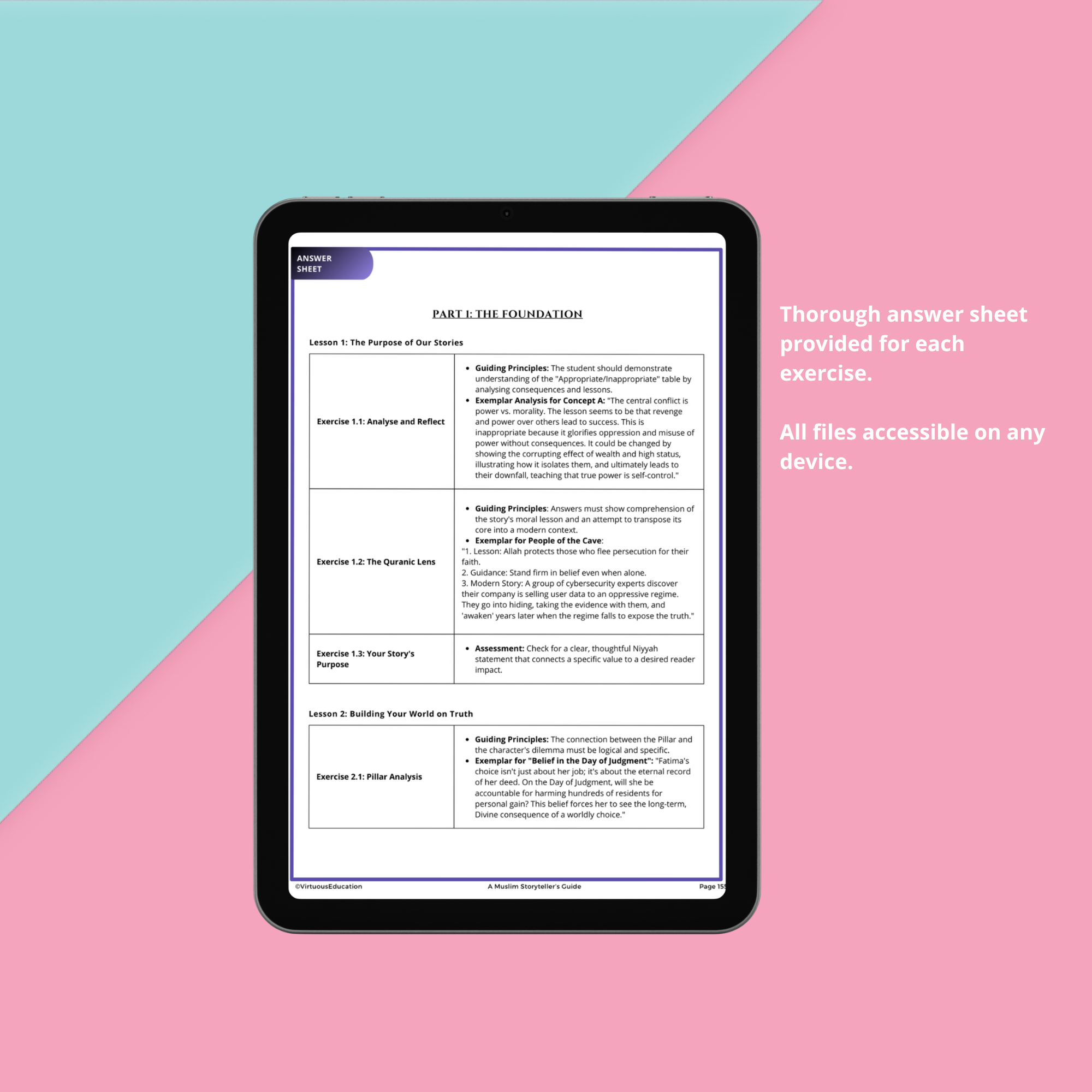 Muslim Storyellers Guide answer sheet