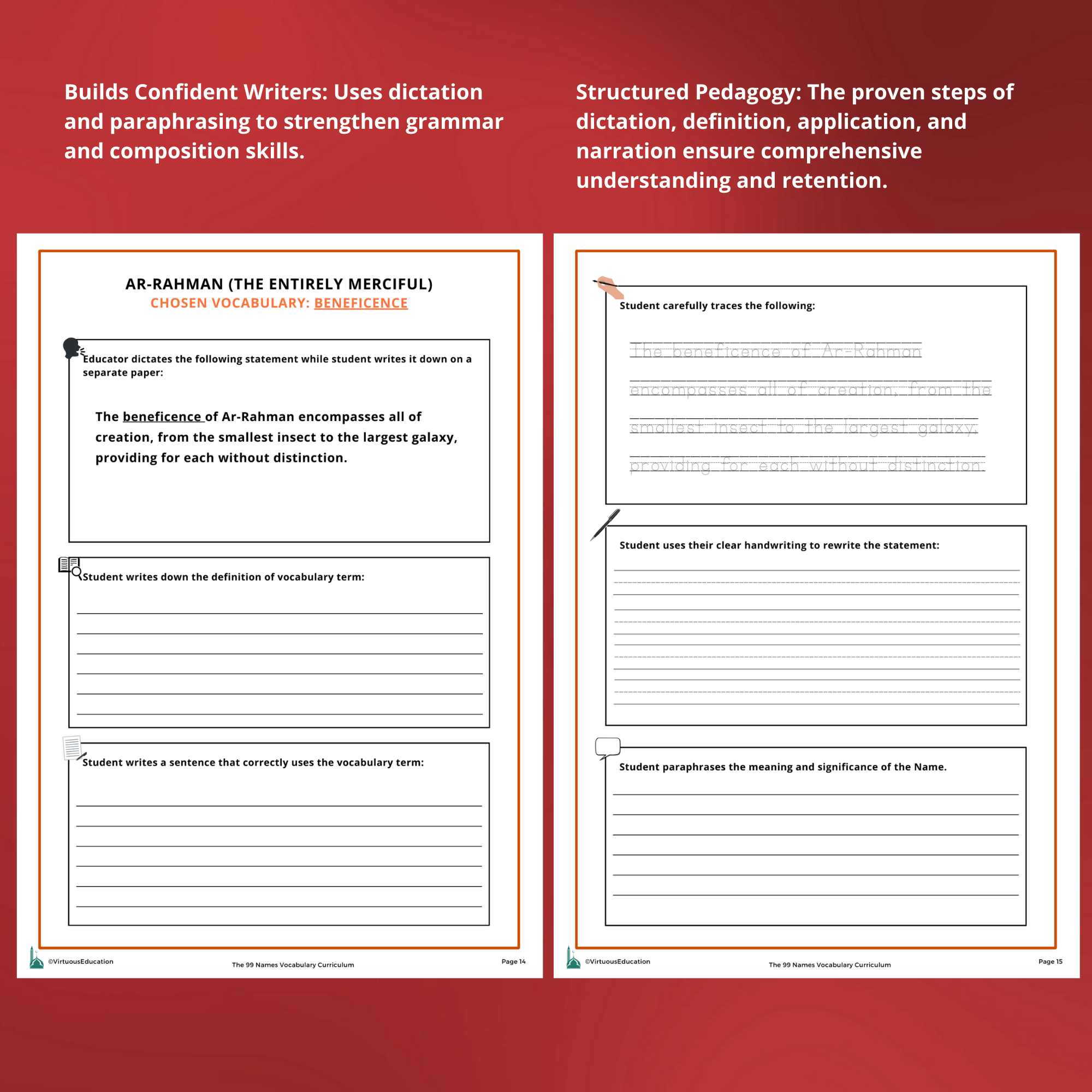 99 Names and Attributes of Allah Workbook Sample