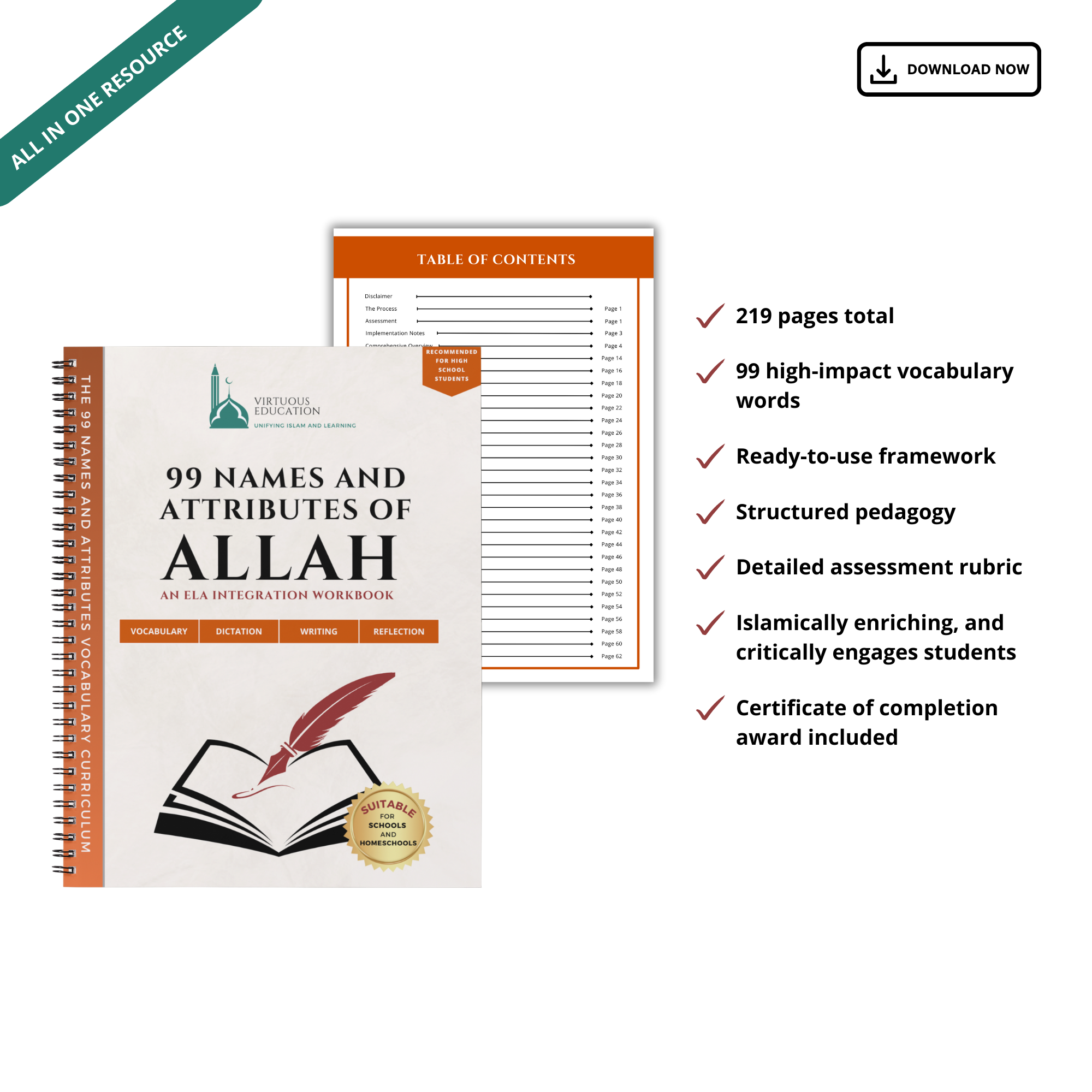 99 Names and Attributes of Allah Workbook