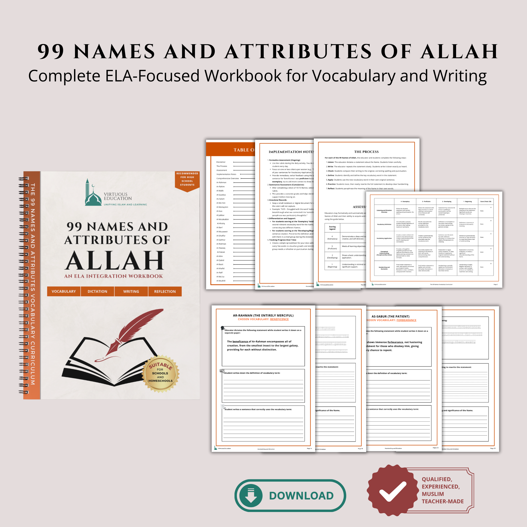 99 Names and Attributes of Allah: An ELA Integration Workbook
