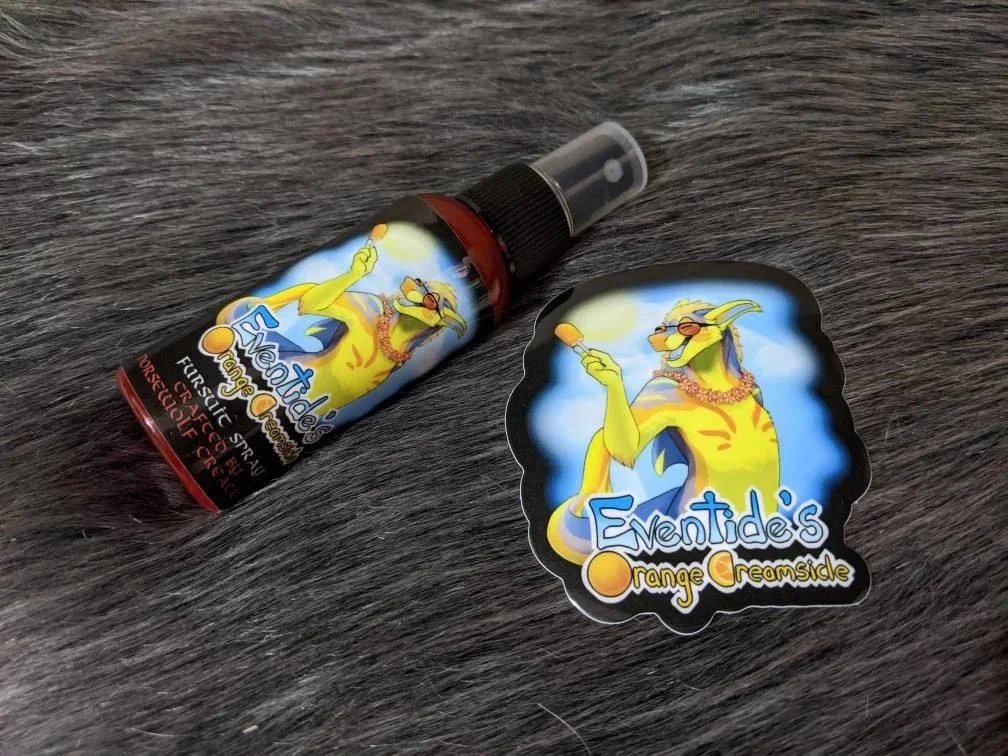 Eventide's Orange Creamsicle fursuit spray 50ml + 3" sticker by Norsewolf Creations
