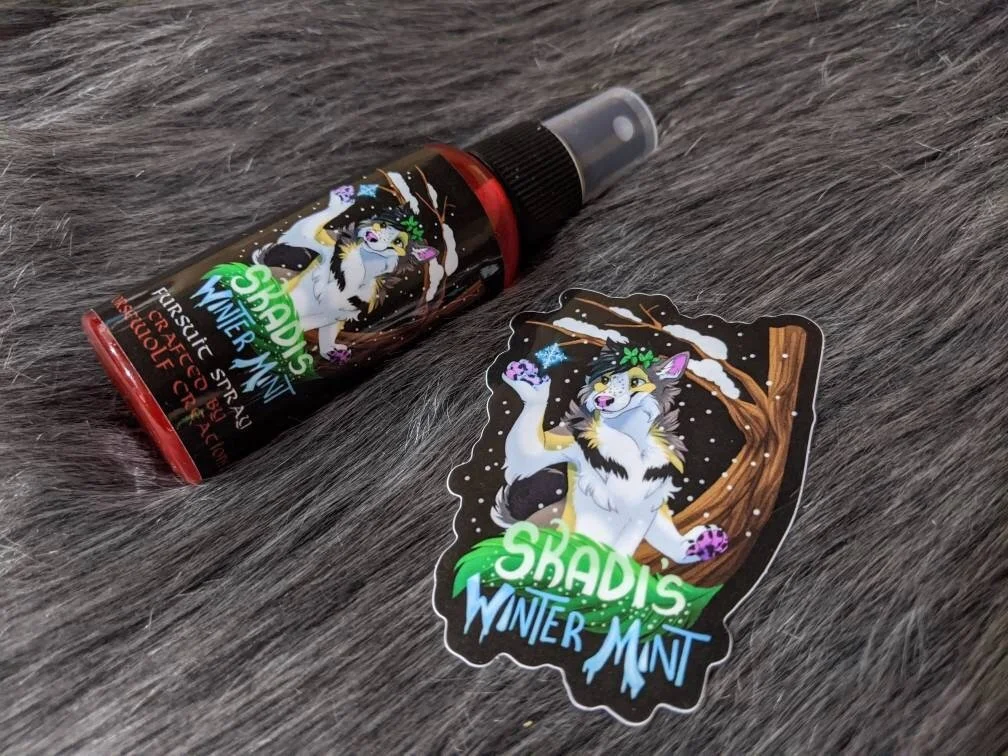 Skadi's Winter Mint fursuit spray 50ml + 3" sticker by Norsewolf Creations