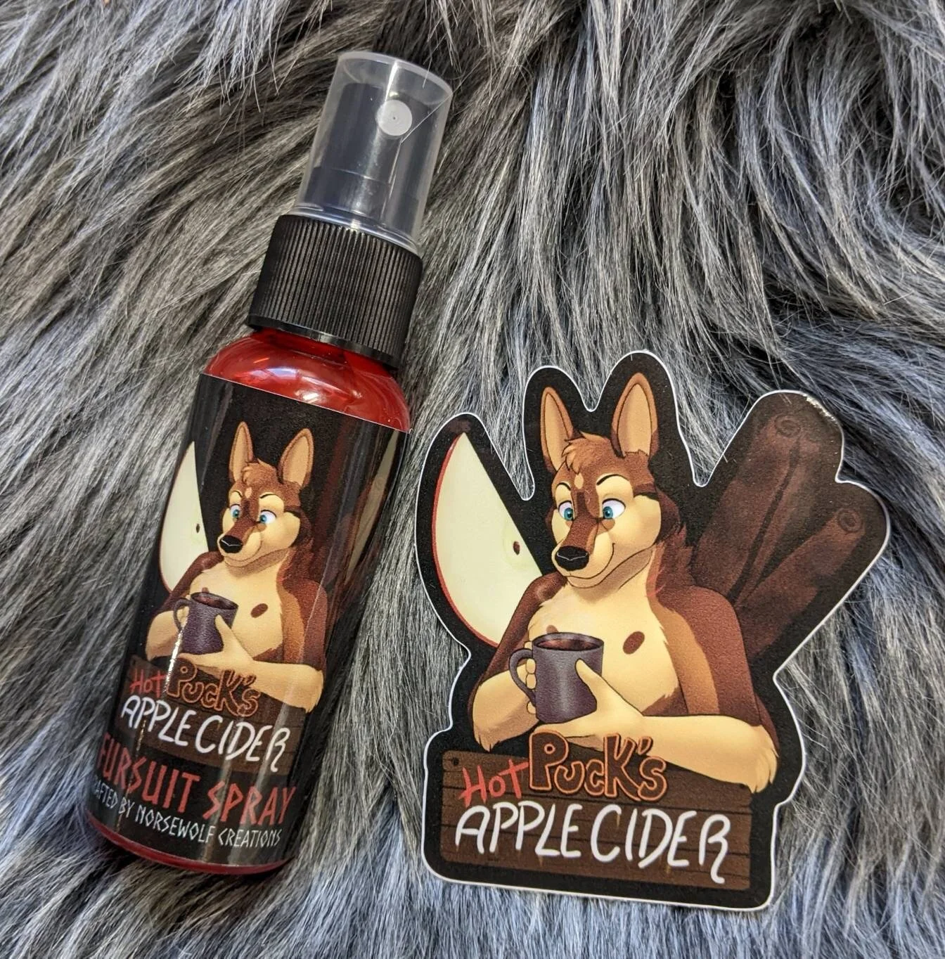 Puck's Hot Apple Cider fursuit spray 50ml + 3" sticker by Norsewolf Creations