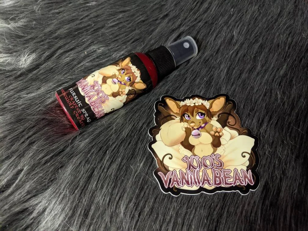 Kio's Vanilla Bean fursuit spray  50ml + 3" sticker by Norsewolf Creations