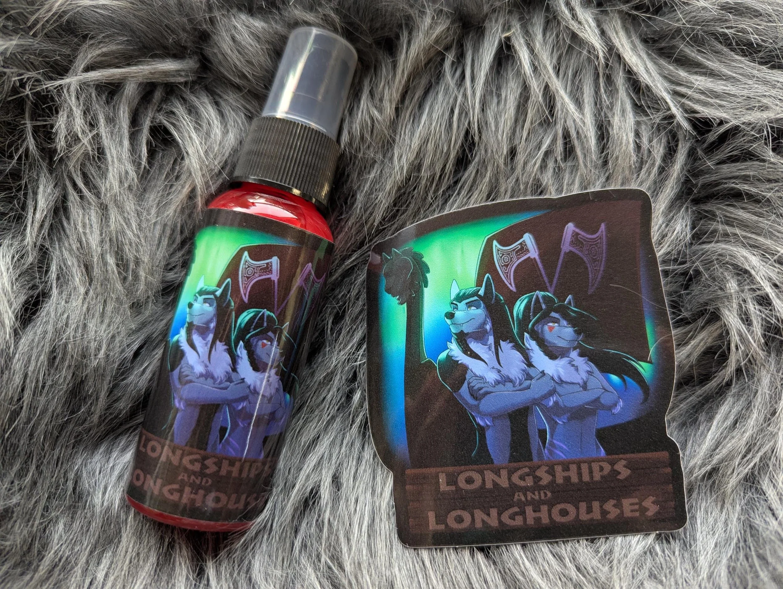 Longships & Longhouses fursuit spray 50ml + 3" sticker by Norsewolf Creations