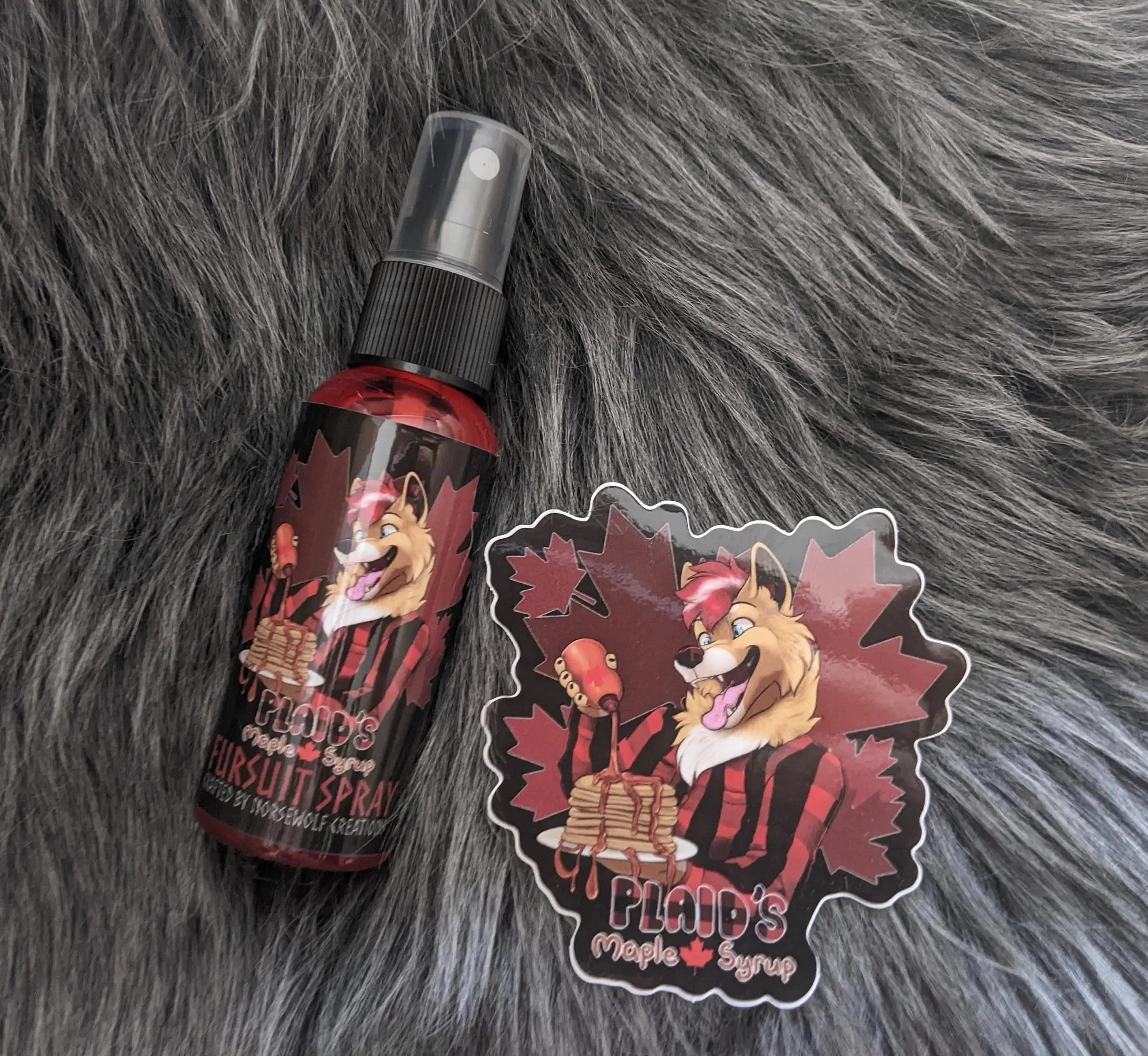 Plaid's Maple Syrup fursuit spray 50ml + 3" sticker by Norsewolf Creations